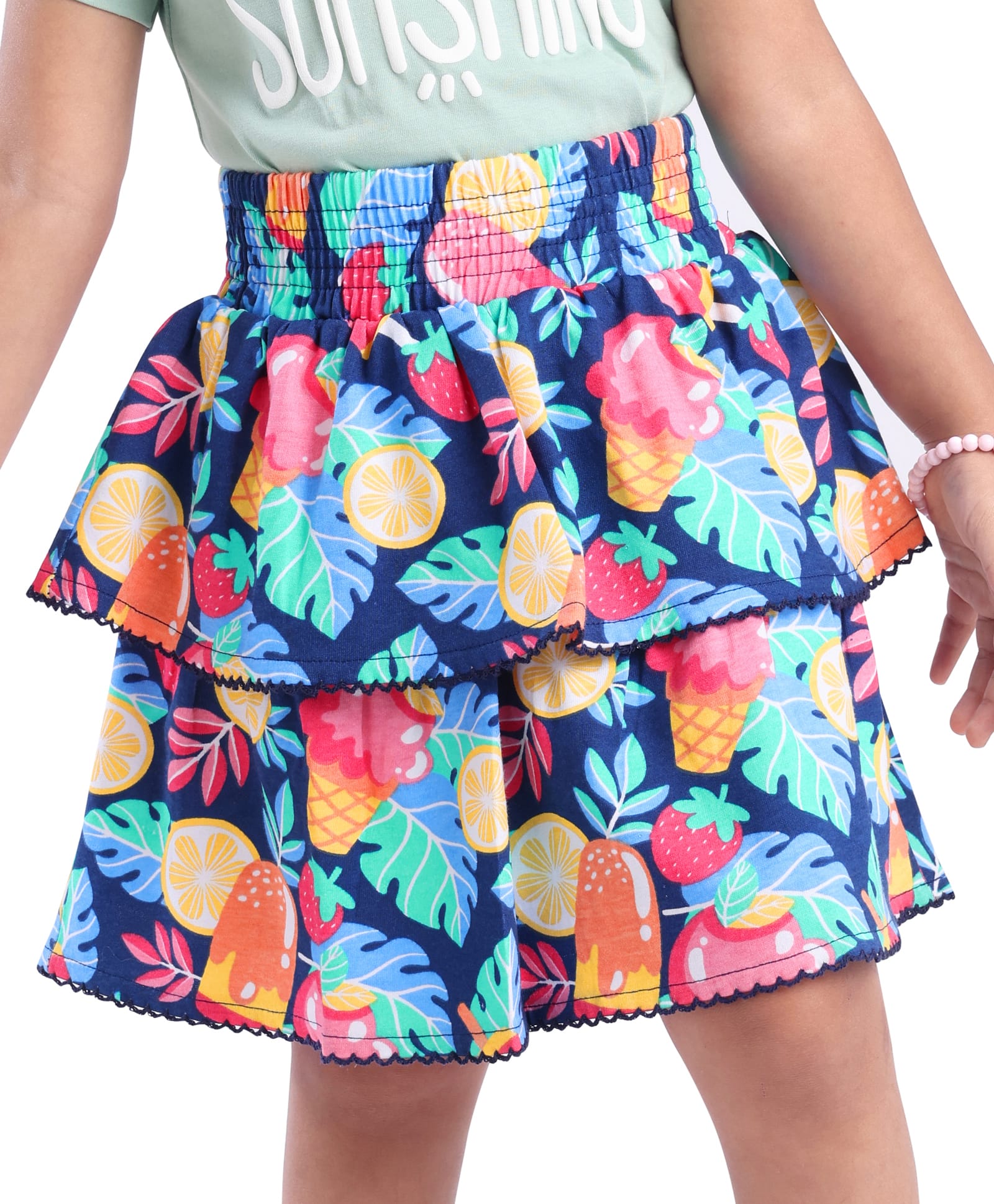 Babyhug Single Jersey Knit Mid Thigh Length Skirt Strawberry & Leaf Print - Navy Blue-picture-20