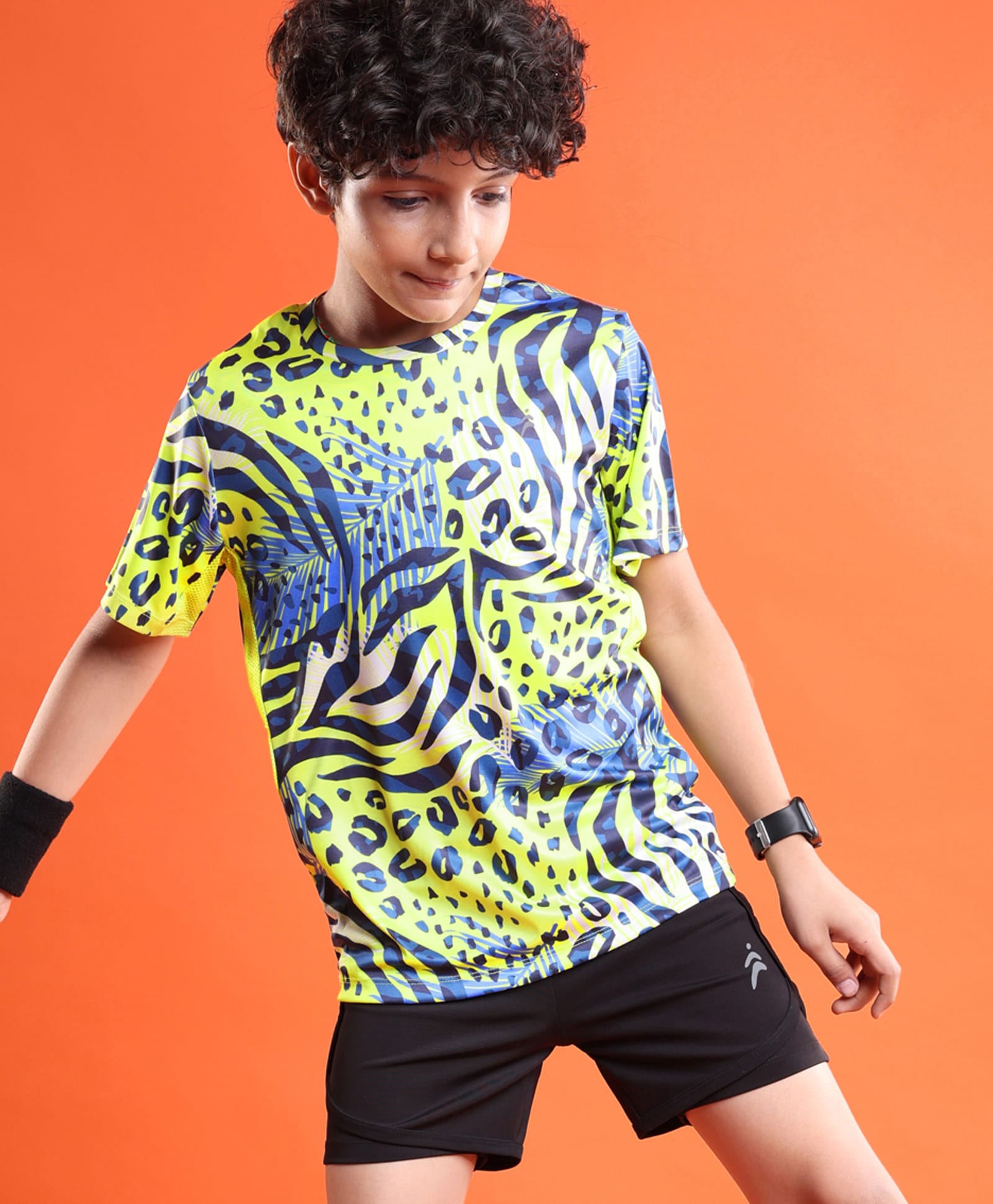 Pine Active Knit Half Sleeves High Stretch Cheetah Printed T-Shirt - Multicolour-picture-17