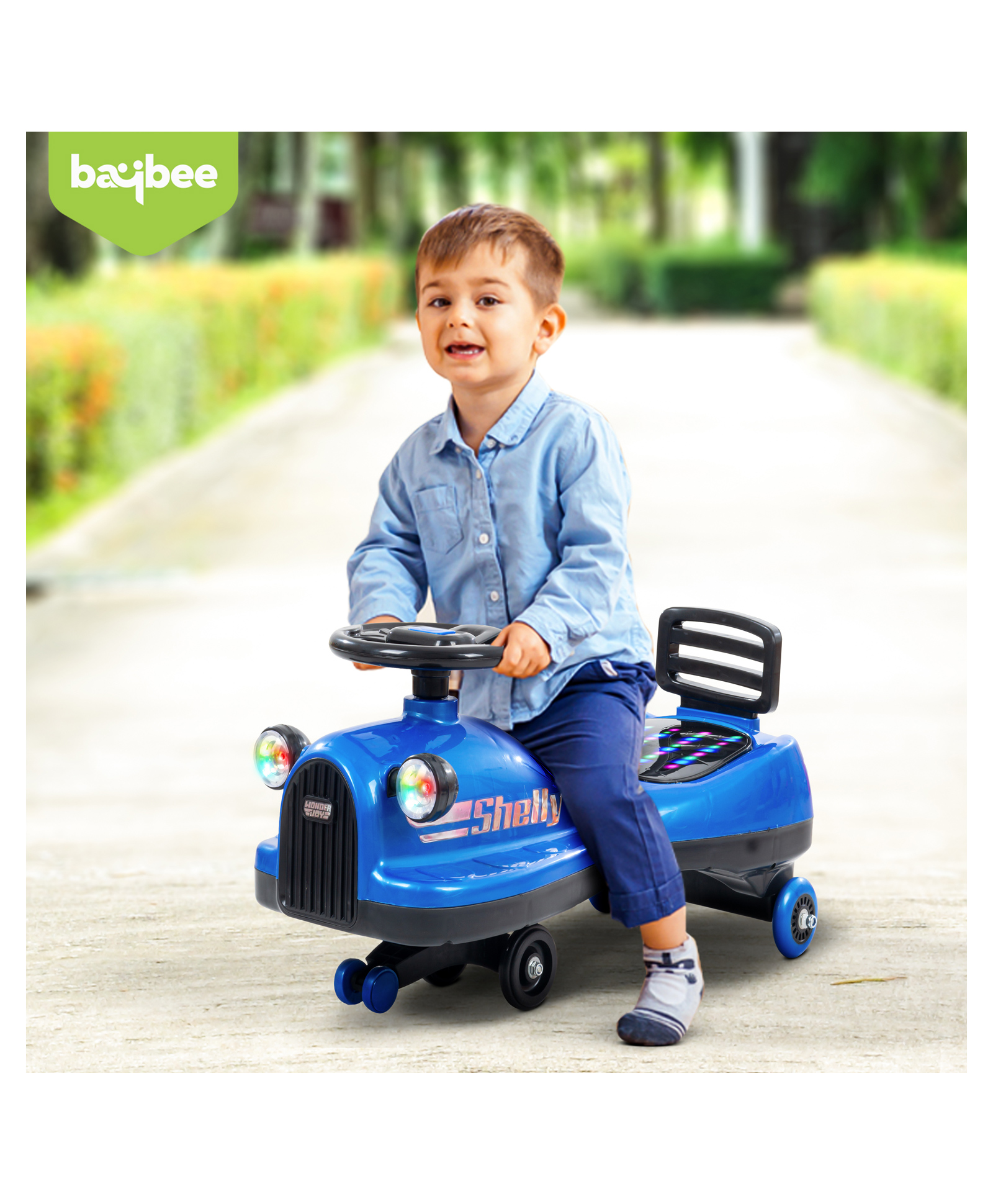 Baybee Shelly Kids Magic Swing Cars Twister Push Ride on Toy Car with Music, PP Wheels & RGB Light - Blue-image-16