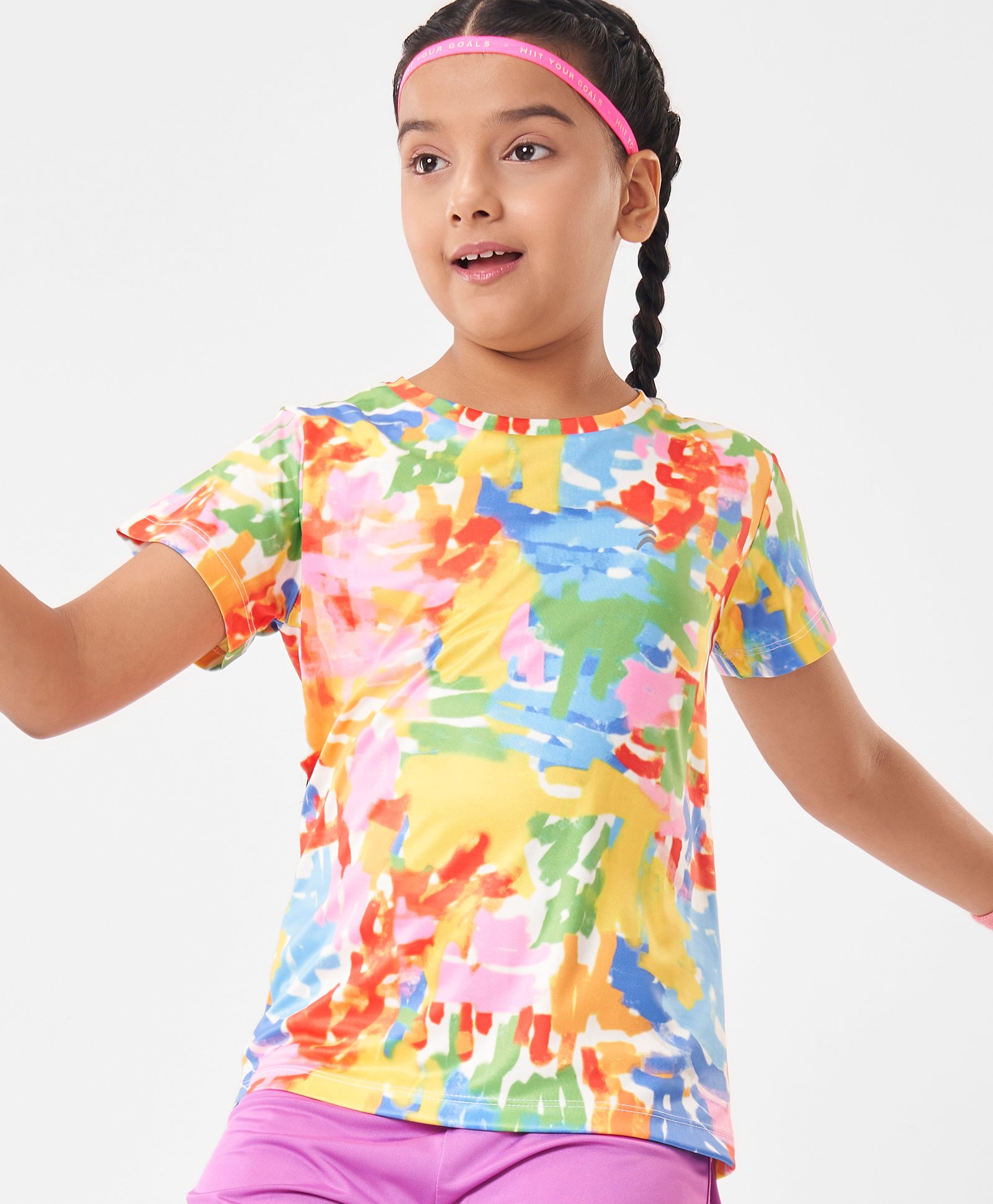 Pine Active Half Sleeves High Stretch T-Shirt Strokes Print - Multicolor-picture-29