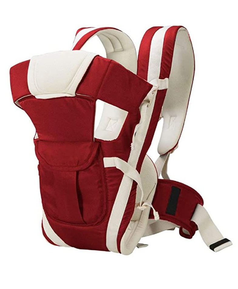 BabyGo Kids 4-in-1 Adjustable Baby Carrier Cum Kangaroo Bag Honeycomb Texture Baby Carry Sling Back Front Carrier for Baby with Safety Belt and Buckle Straps -Maroon-image-9