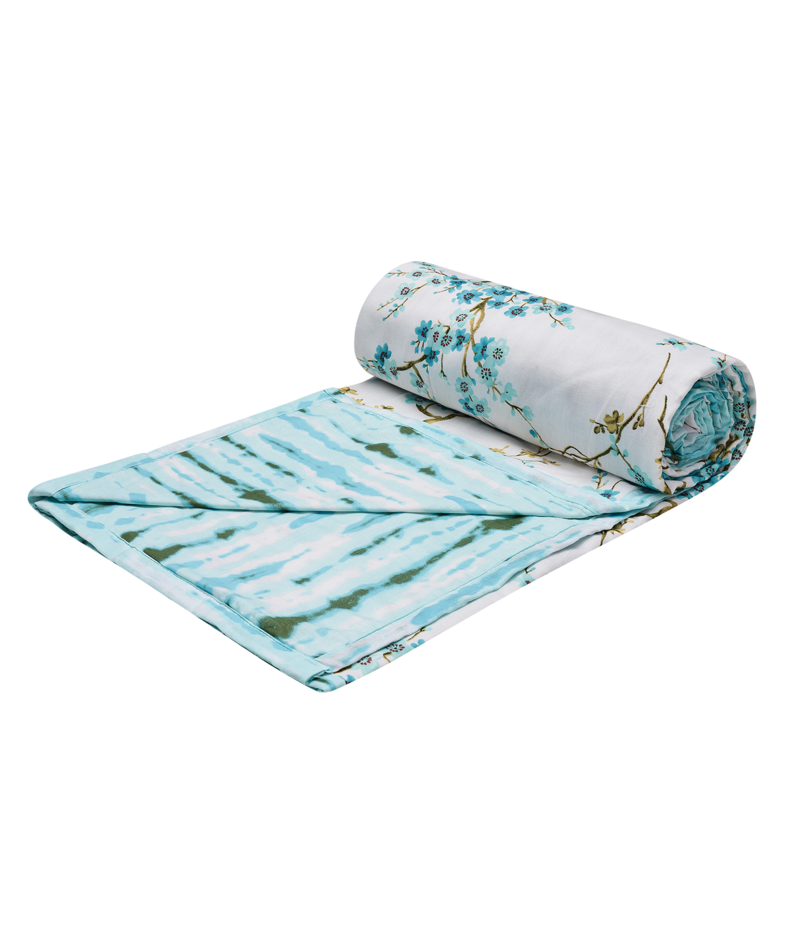 Trance Home Linen Pure Malmal Cotton Multipurpose Baby Dohar- Akira Turquoise-image-39