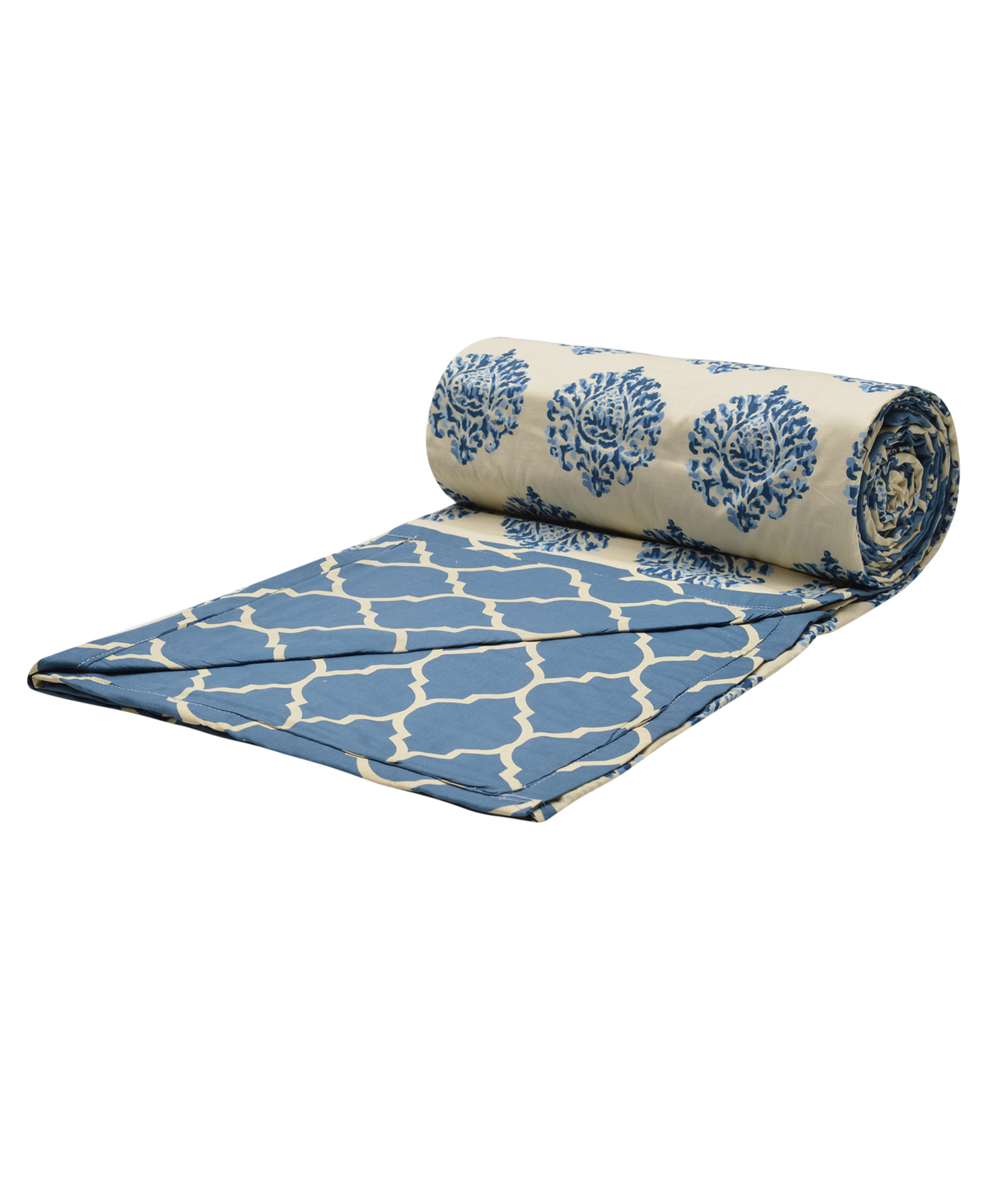 Trance Home Linen Pure Malmal Cotton Multipurpose Baby Dohar- Damask Blue-picture-21