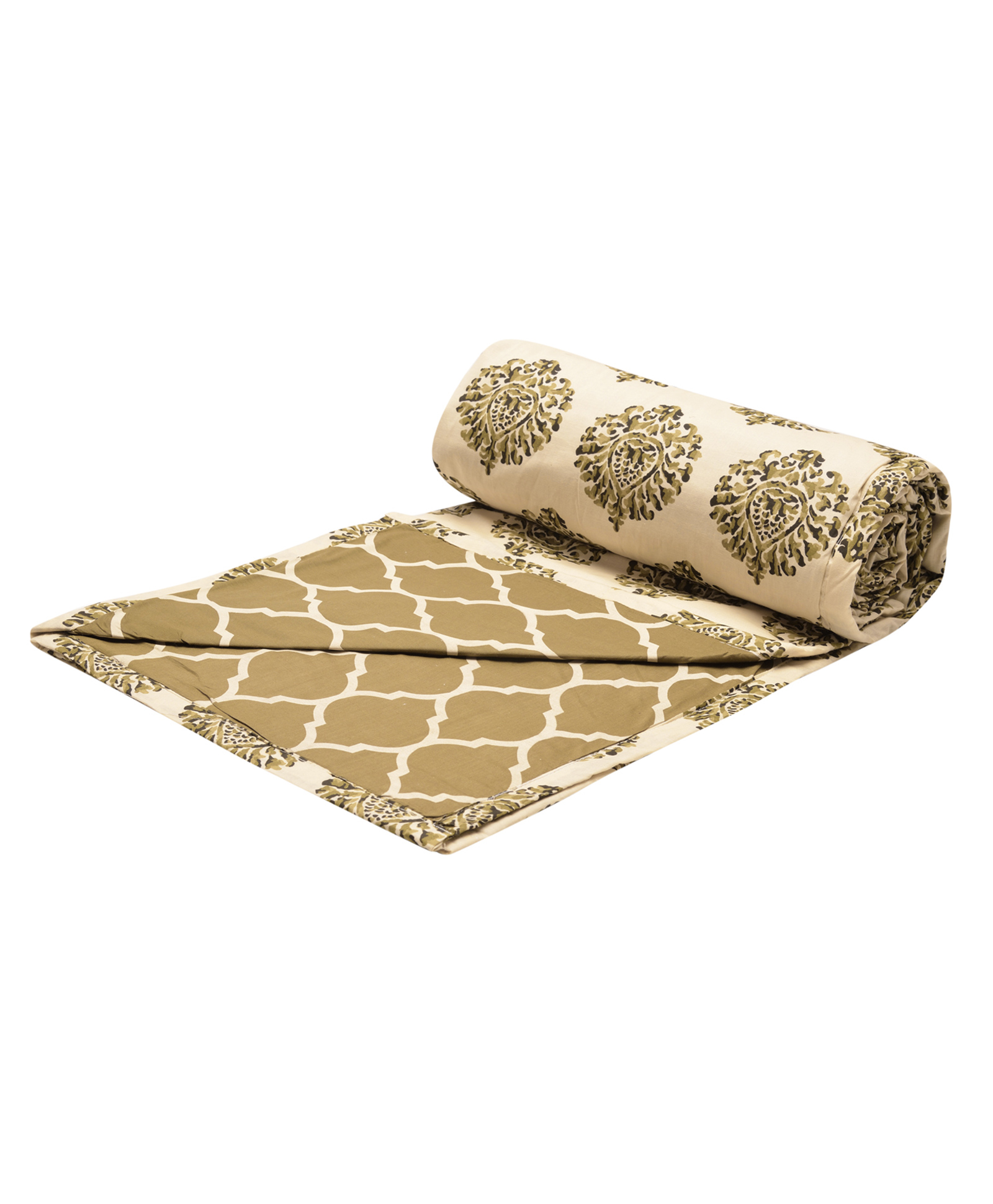 Trance Home Linen Pure Malmal Cotton Multipurpose Soft-Lightweight Baby Dohar- Damask Forest Green-picture-22