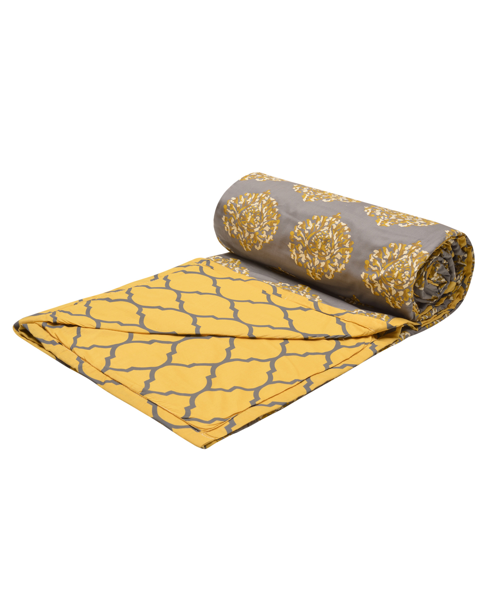 Trance Home Linen Pure Malmal Cotton Multipurpose Baby Dohar- Damask Grey Mustard-image-17