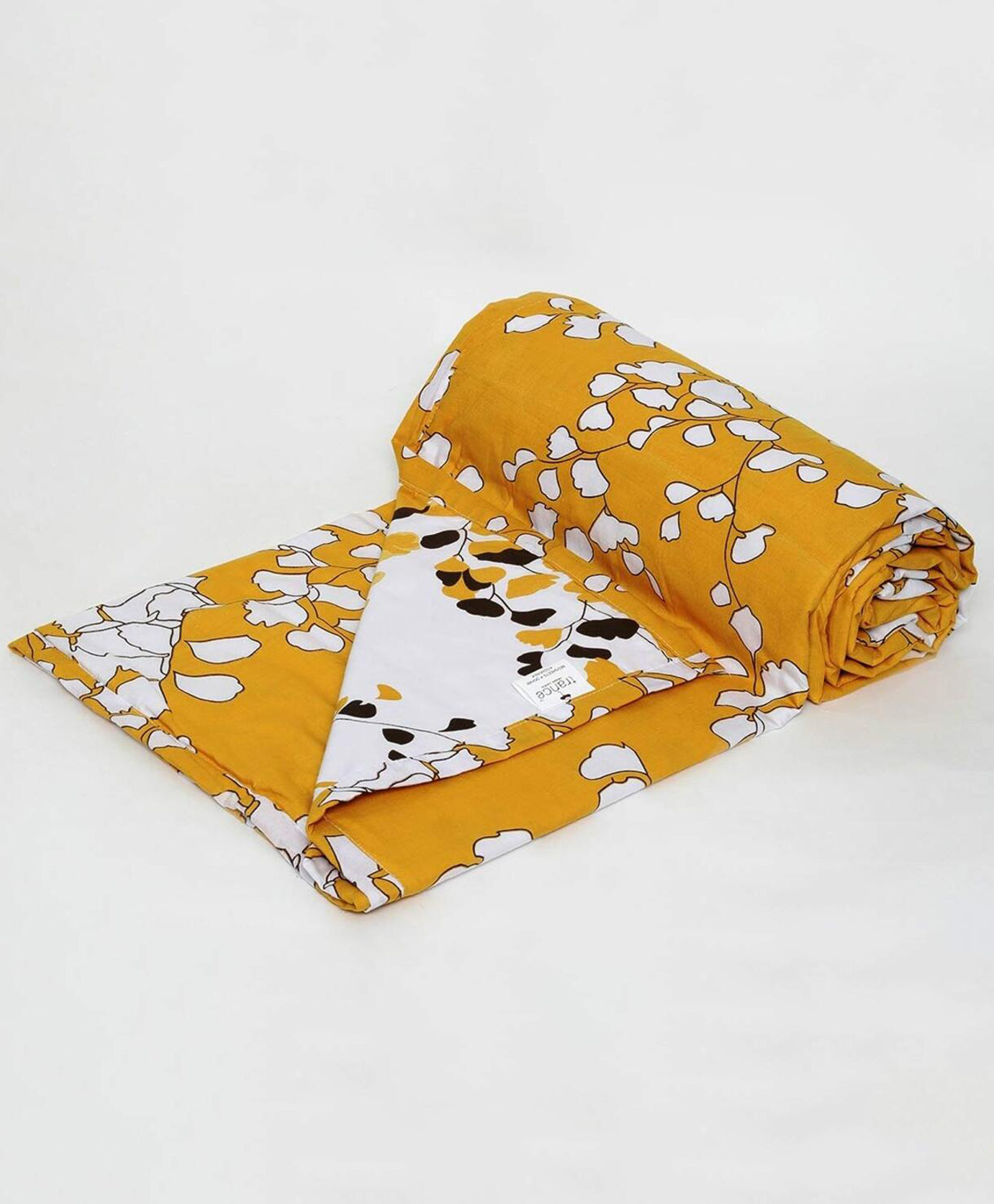 Trance Home Linen Pure Malmal Cotton Multipurpose Crib Blanket and Baby Dohar- Mustard White Leaves-picture-28