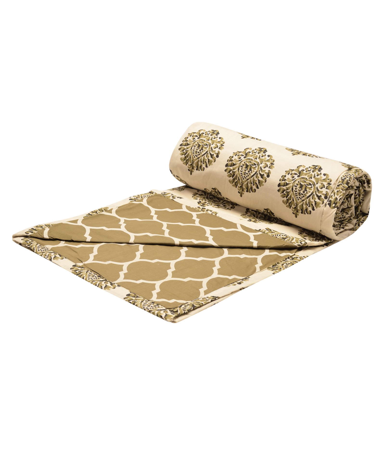 Trance Home Linen Pure Malmal Cotton Multipurpose Baby Dohar- Damask Forest Green-picture-17