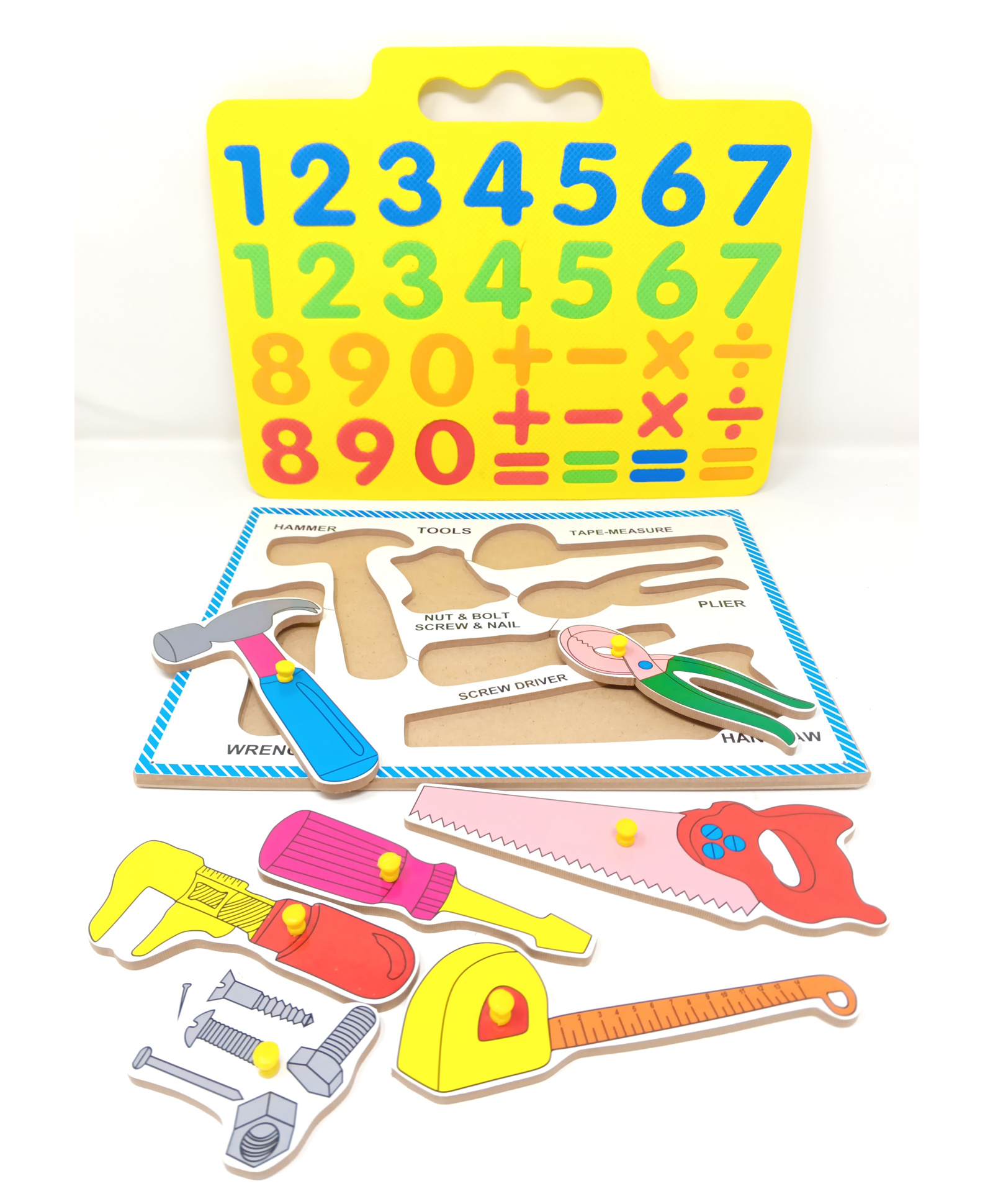 A&A Kreative Box Tools Puzzle Set with Number Game ( Wodden Puzzle & Evafoam Number Game) -39 Pcs-image-11