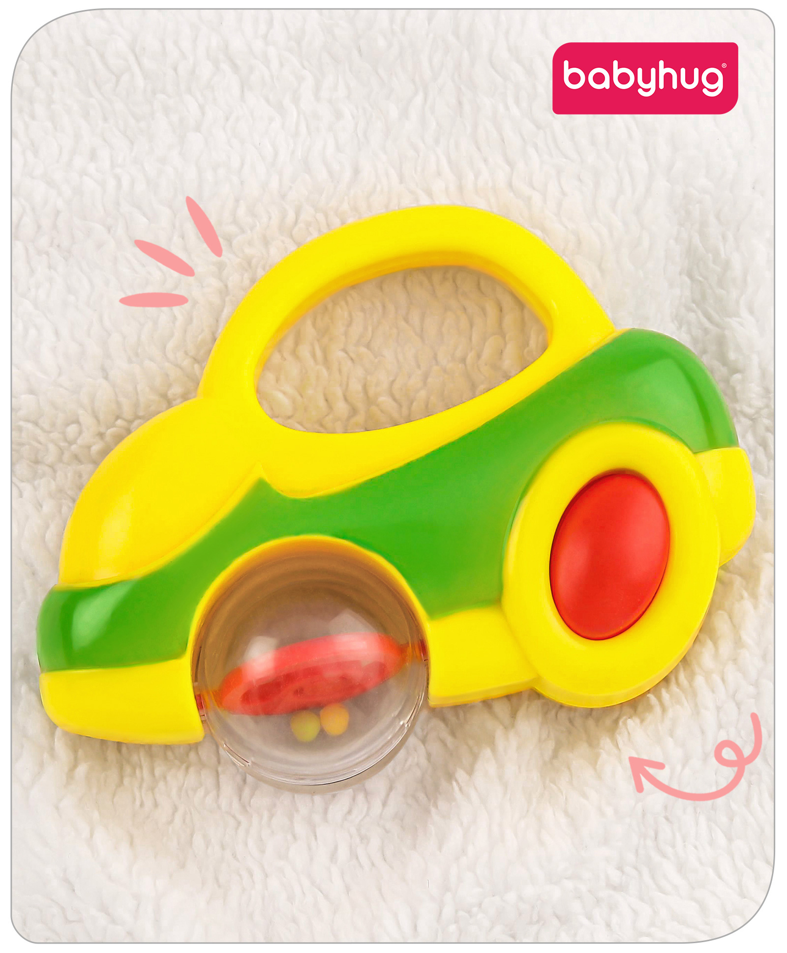 Babyhug Car Shape Baby Rattle - Yellow-image-37