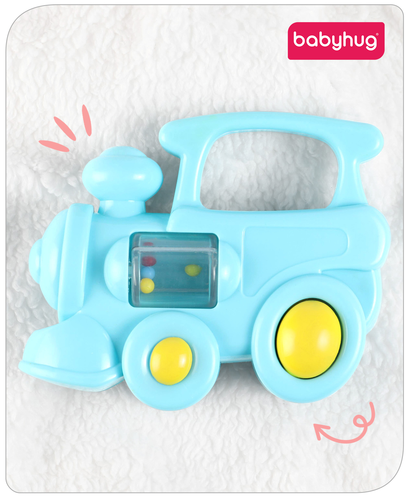 Babyhug Train Engine Shape Baby Rattle - Blue-image-6