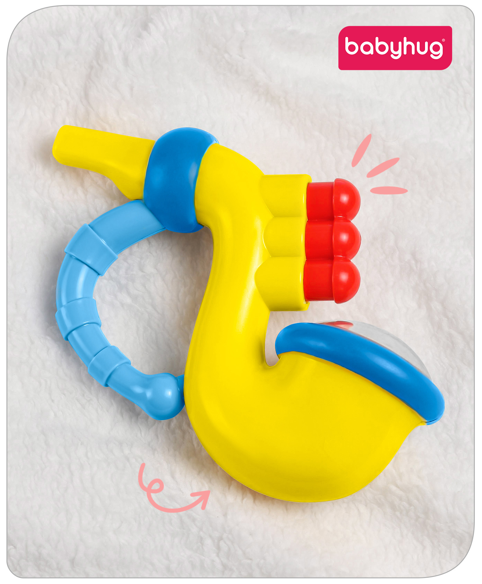 Babyhug Trumpet Shape Baby Rattle - Yellow & Blue-image-36