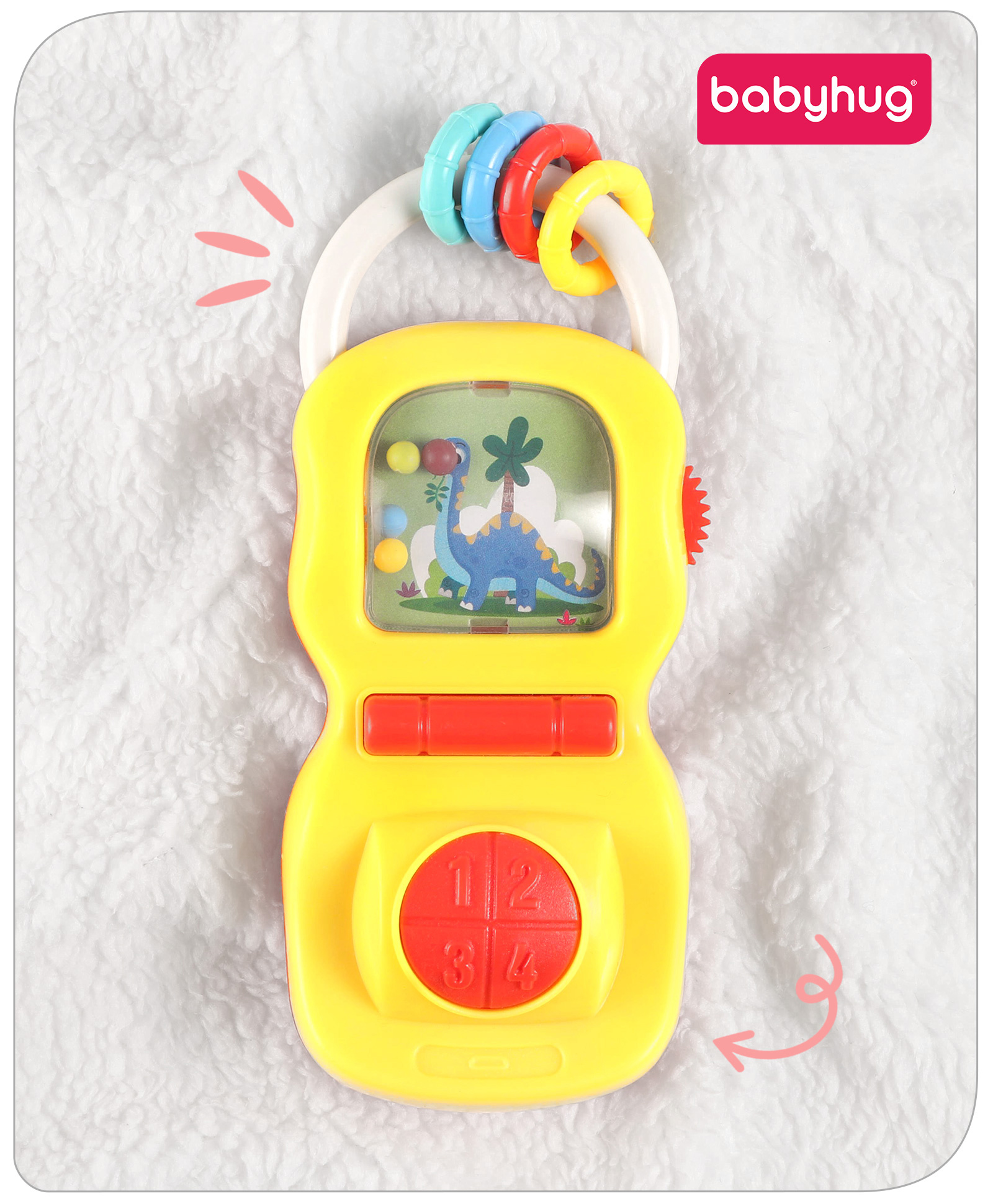 Babyhug Phone Shape Baby Rattle- Yellow-image-33