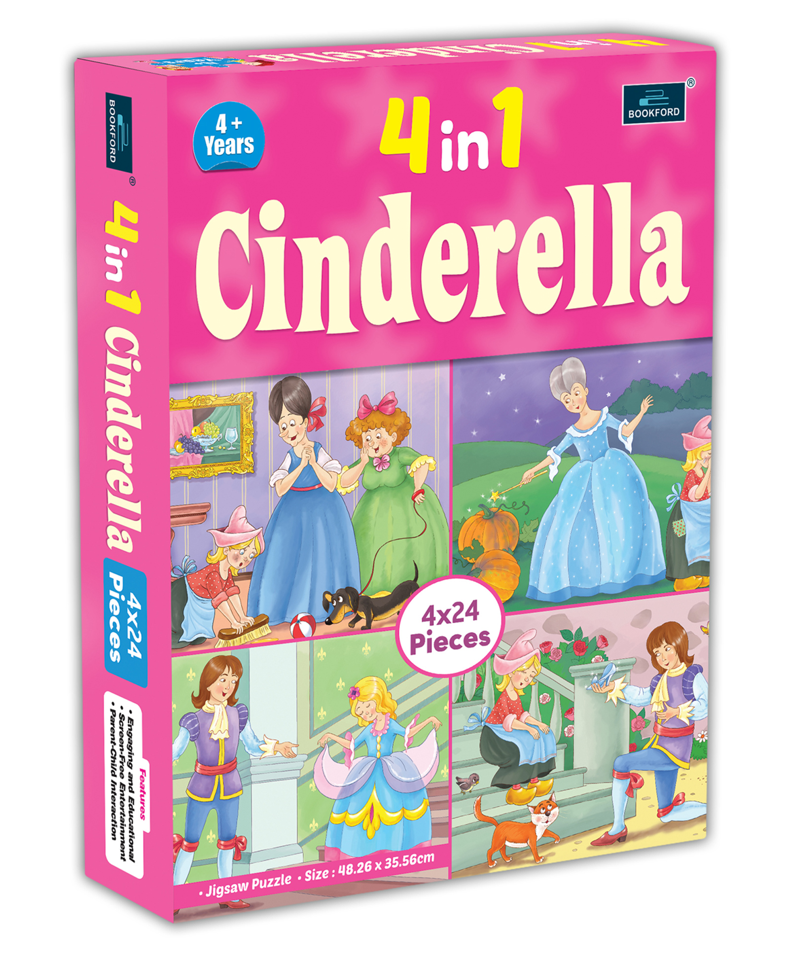 Bookford 4 In 1 Cindrella Jigsaw Puzzle - 96 Pieces-image-20