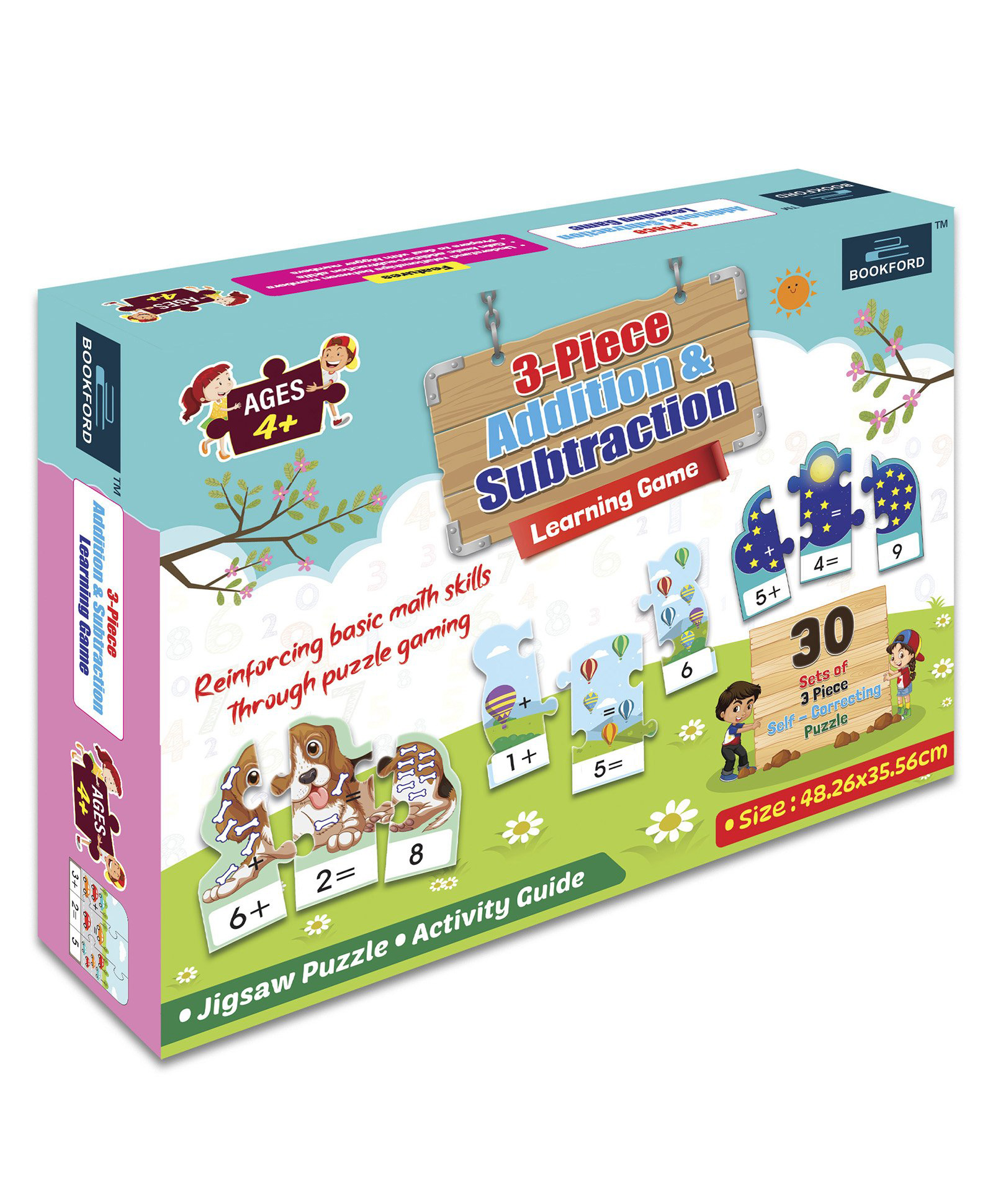 bookford publications Bookford 3-Piece Addition & Substraction Learning Game Jigsaw Puzzle - 90 Pieces-picture-11