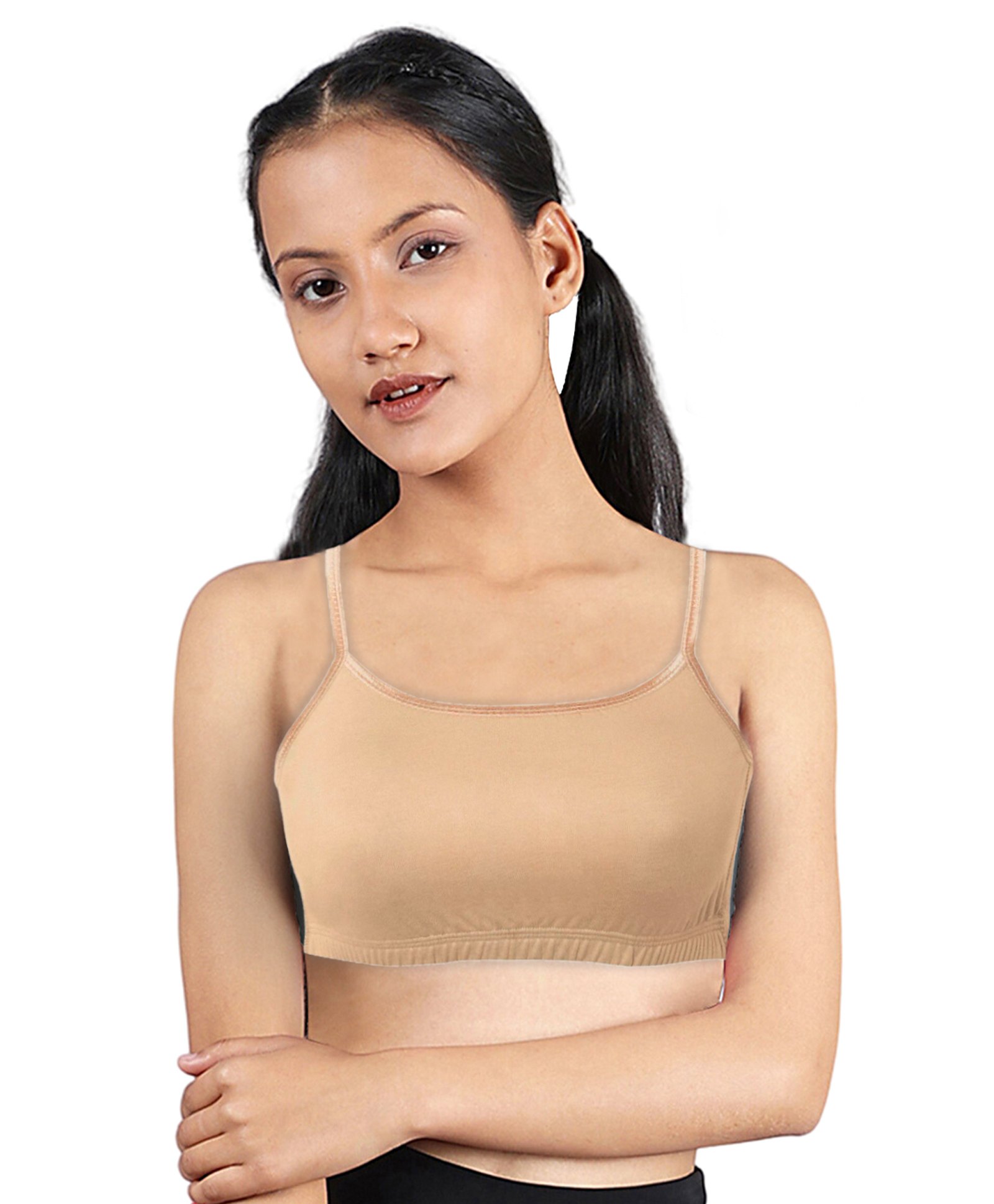 D'chica Sleeveless Double Layer Thin Strap Cotton Training Bra - Skin-picture-16