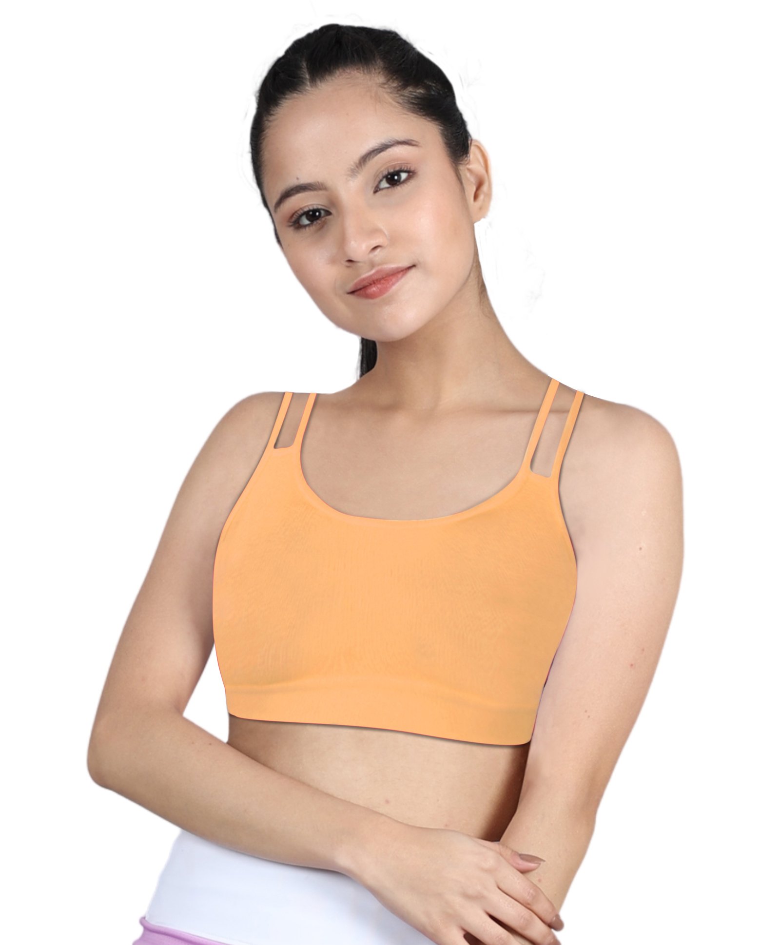 D'chica Sleeveless Solid Criss Cross Training Bra - Coral-picture-6
