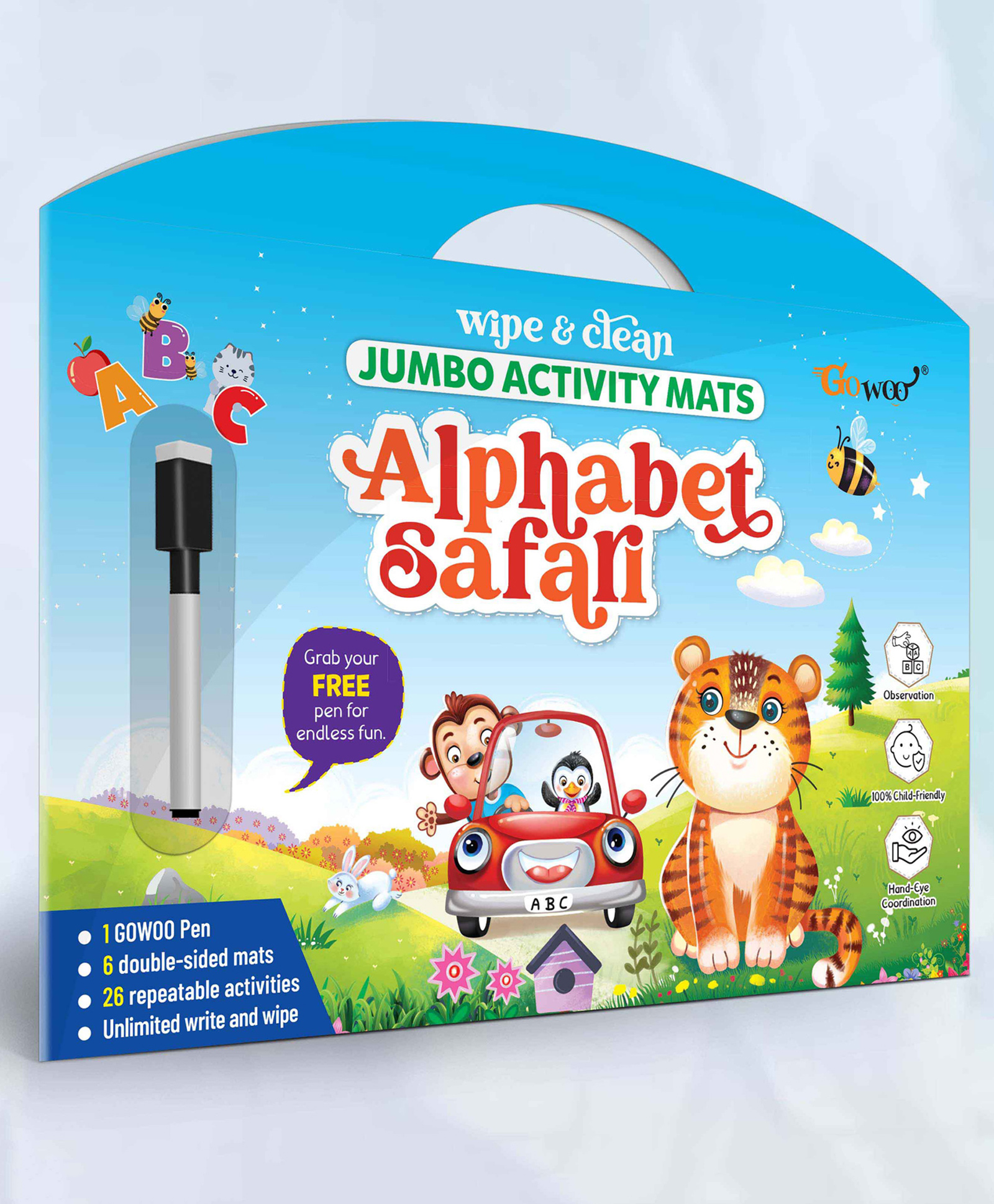 Gowoo Alphabet Safari Reusable Activity Mat with Free Pen-picture-19