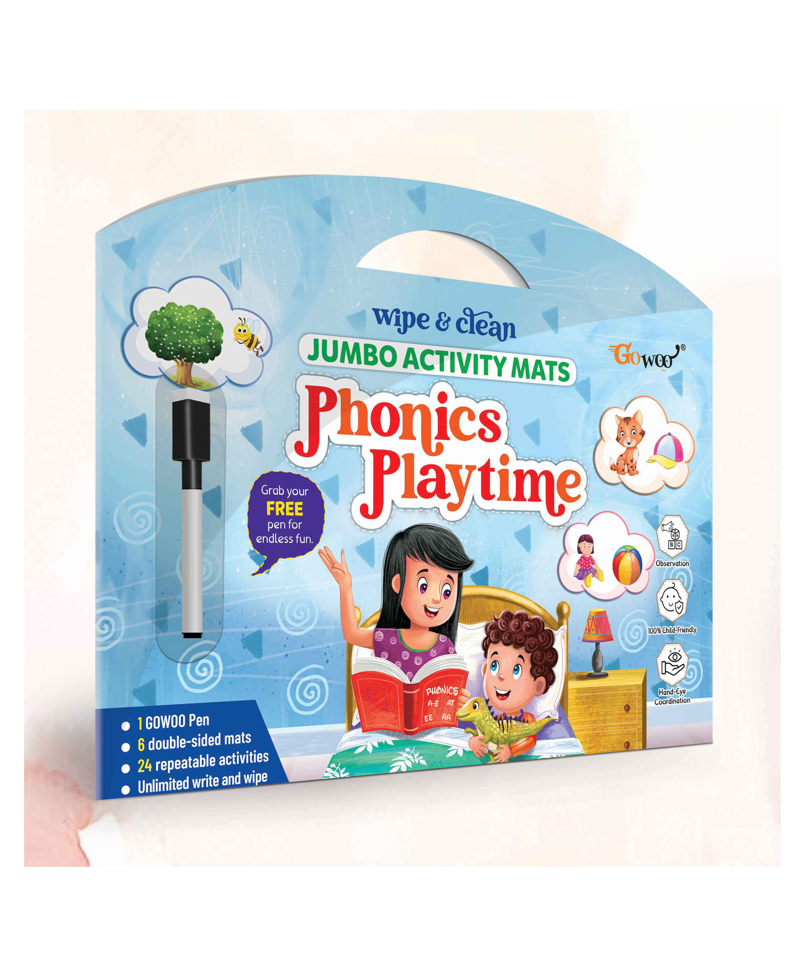 Gowoo Phonics Playtime Reusable Activity Mats with Free Pen-image-33