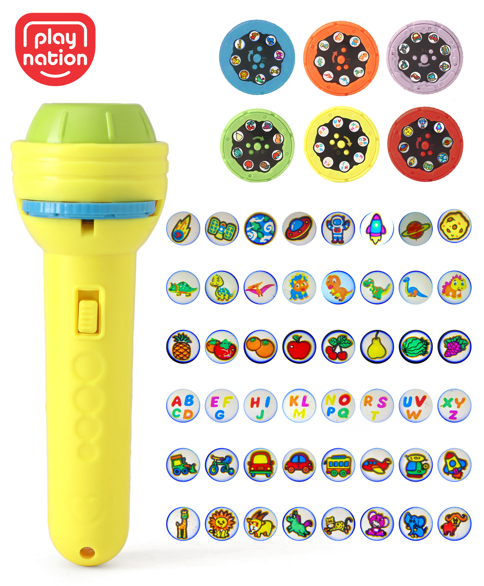 Play Nation Projector Flashlight Torch with 6 Reels 48 Pattern - Multi color