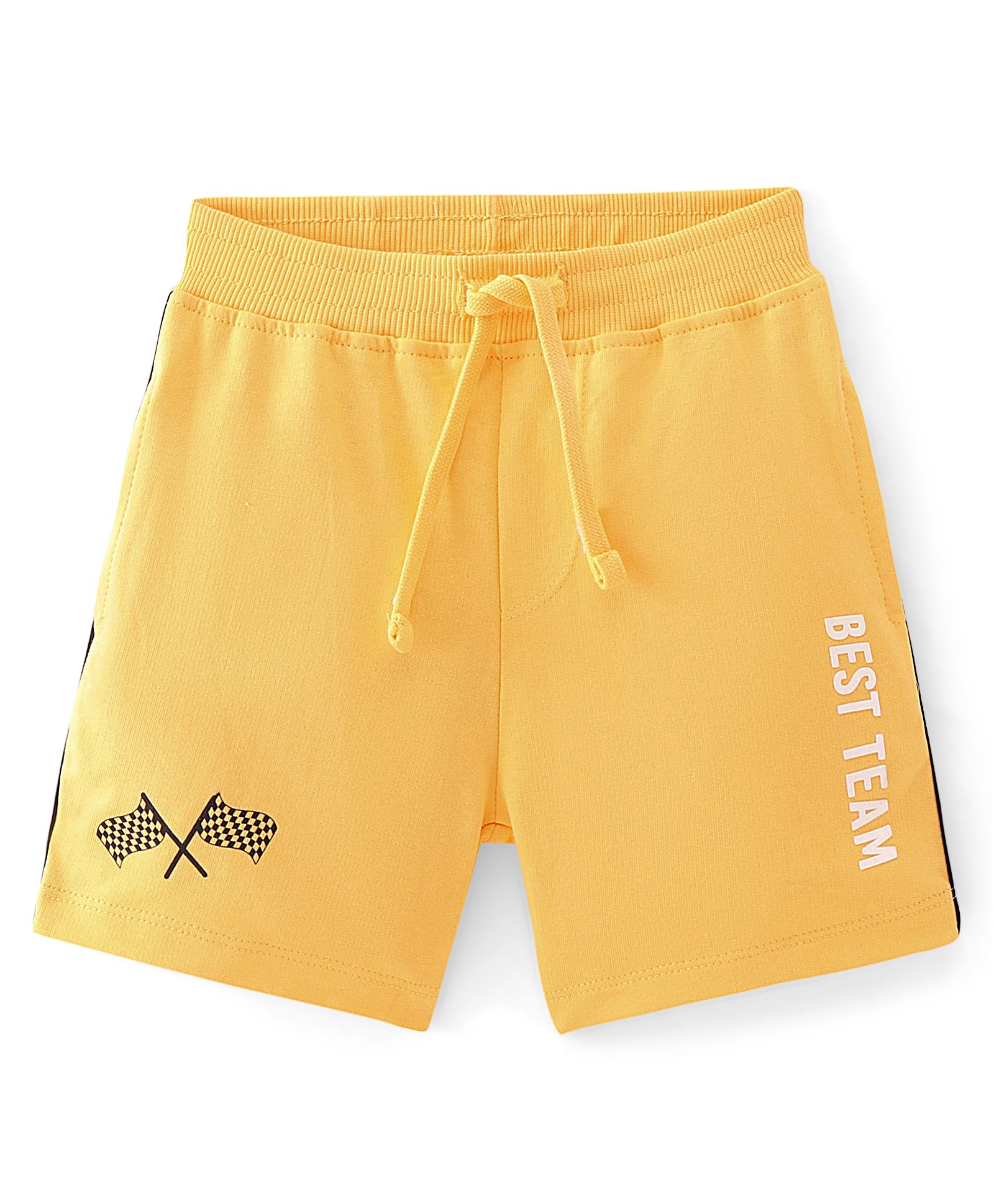 Babyhug Cotton Looper Knit Mid Thigh Length Shorts Text Print - Yellow-picture-21