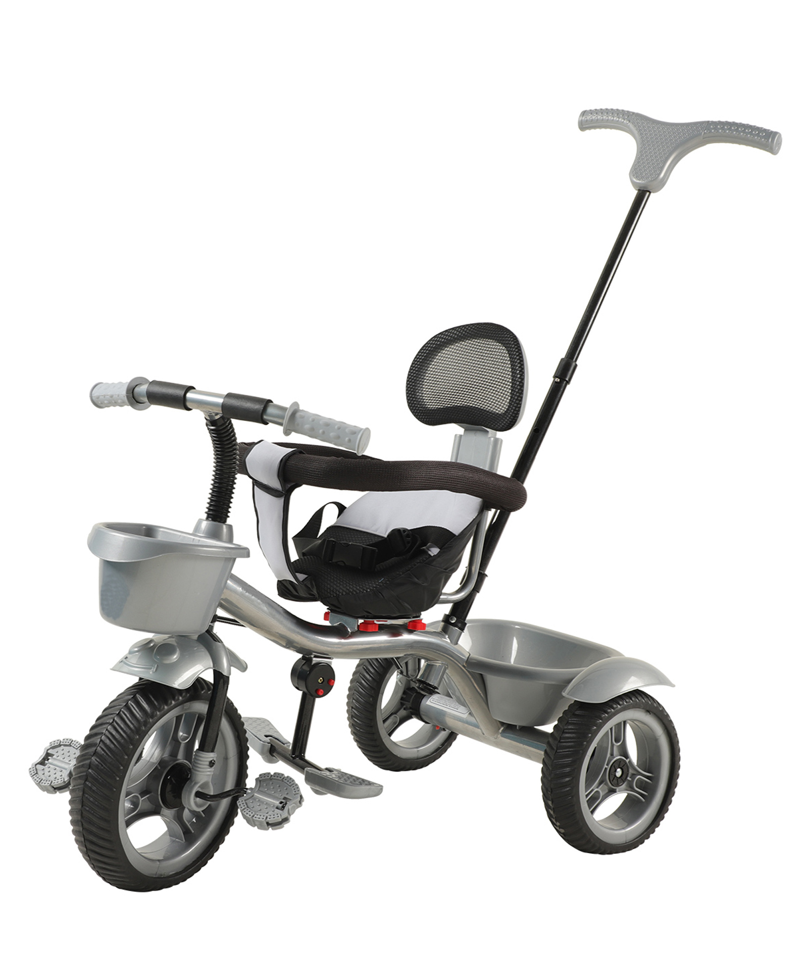 JoyRide Baby Bike Tricycle with Dual Storage Basket And Parental Handle, Footrest, Backrest & Safety Harness for Kids  Boys & Girls Age 2 to 4 Years Tricycle - Silver-picture-25