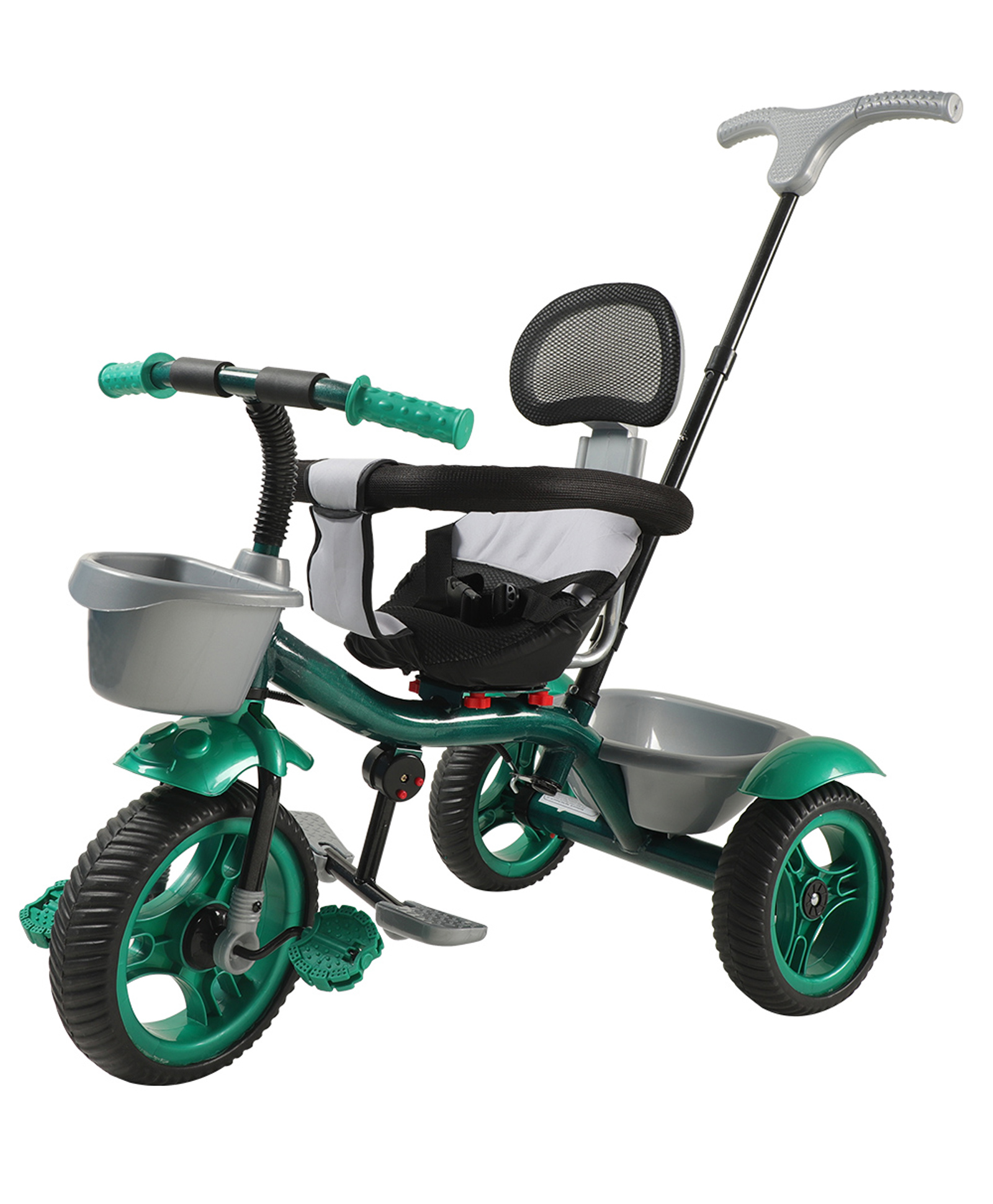 JoyRide Baby Bike Tricycle with Dual Storage Basket And Parental Handle, Footrest, Backrest & Safety Harness for Kids  Boys & Girls Age 2 to 4 Years Tricycle - Green-image-35