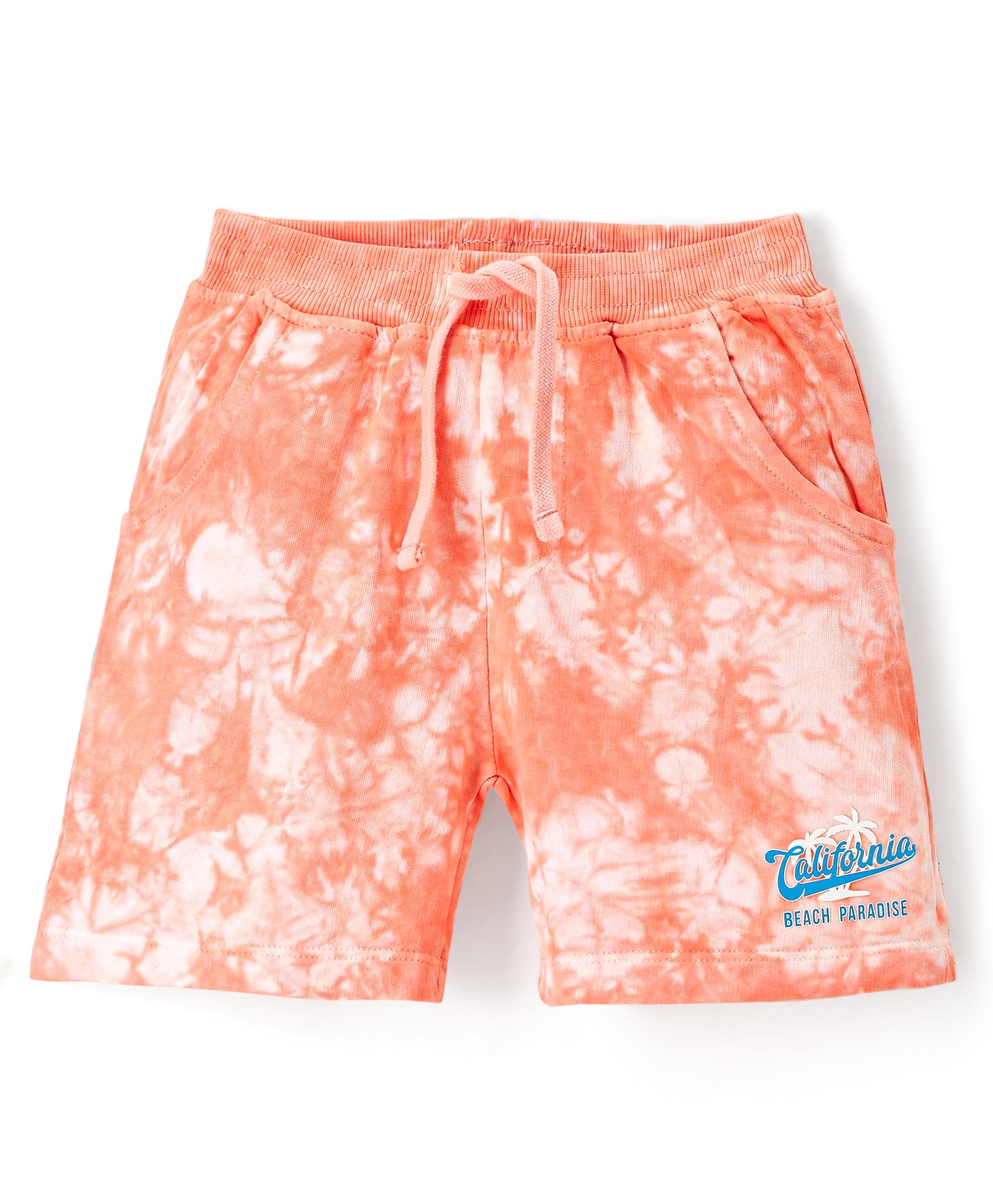 Babyhug Cotton Looper Mid Thigh Shorts Tie & Dye Print - Rust-image-43