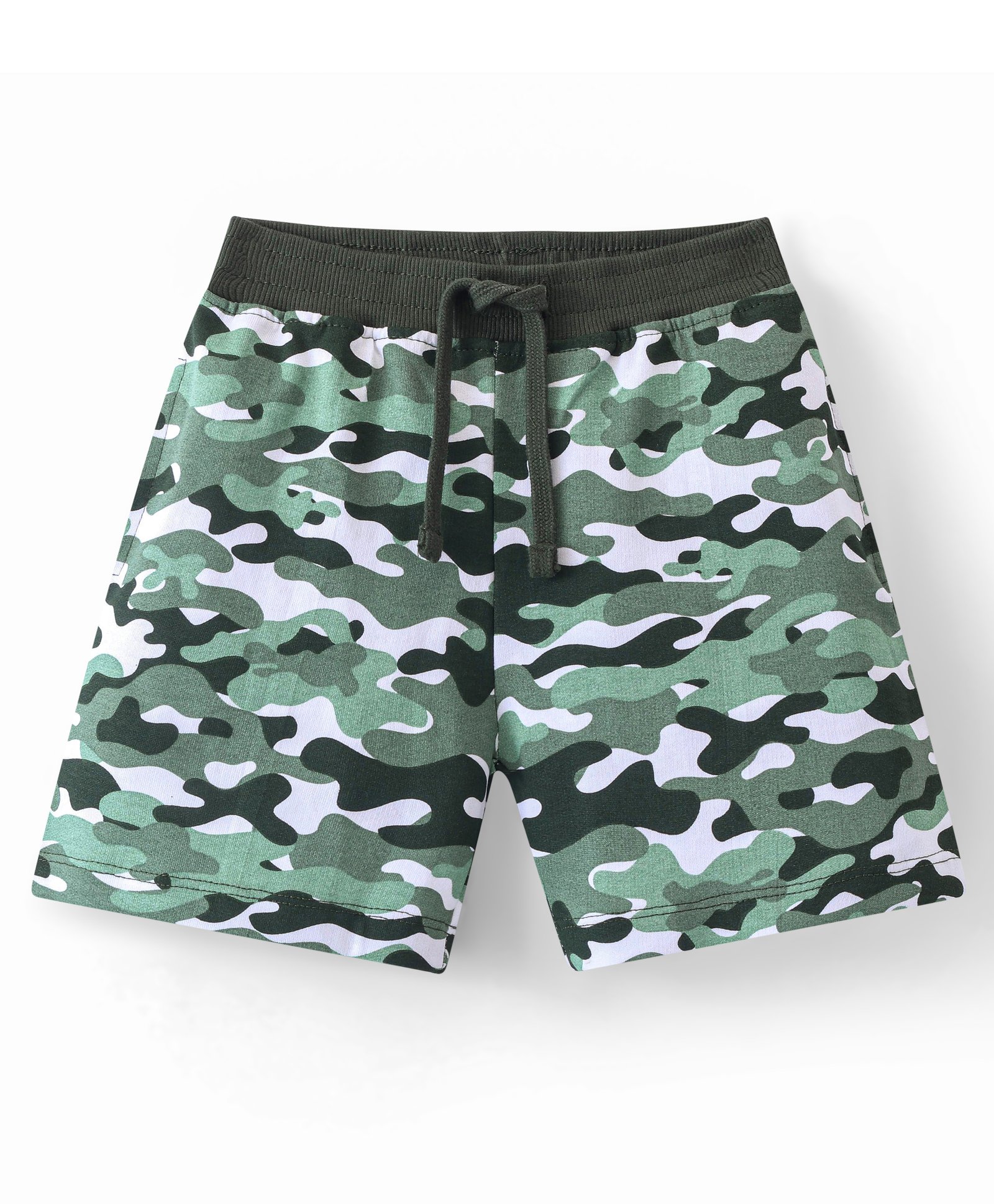Babyhug Cotton Looper Knit Mid Thigh Length Shorts Camo Print - Green-image-18