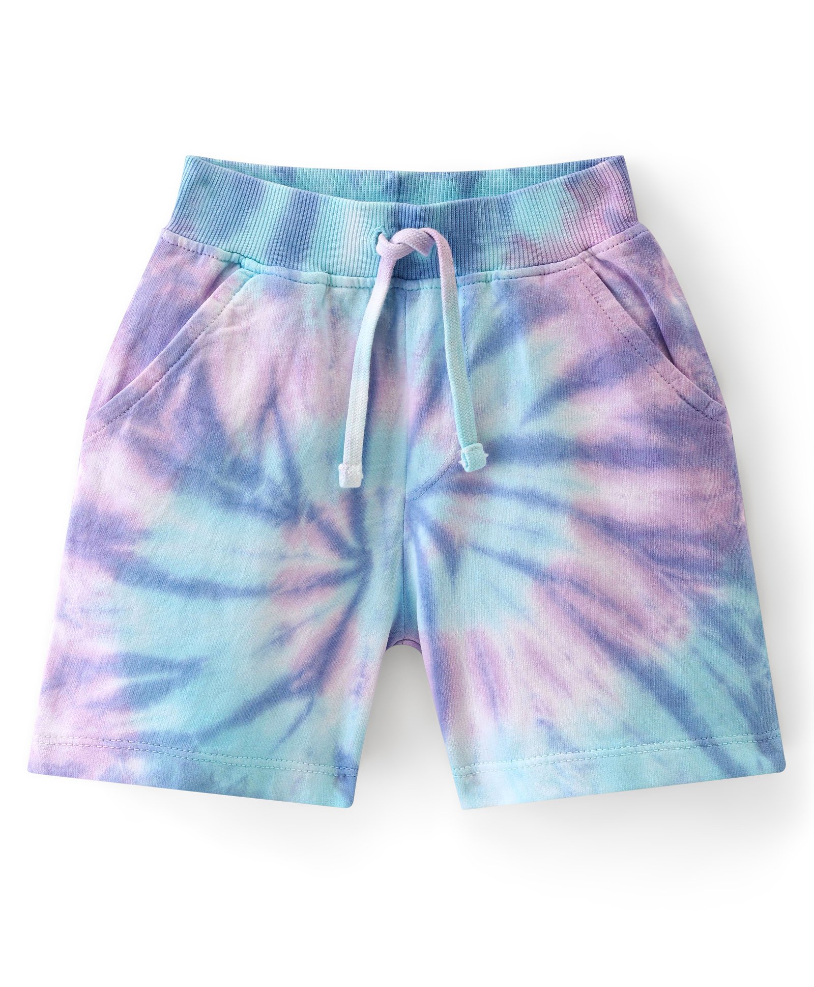 Babyhug Cotton Looper Knit Shorts Tie & Dye Print - Blue-picture-13