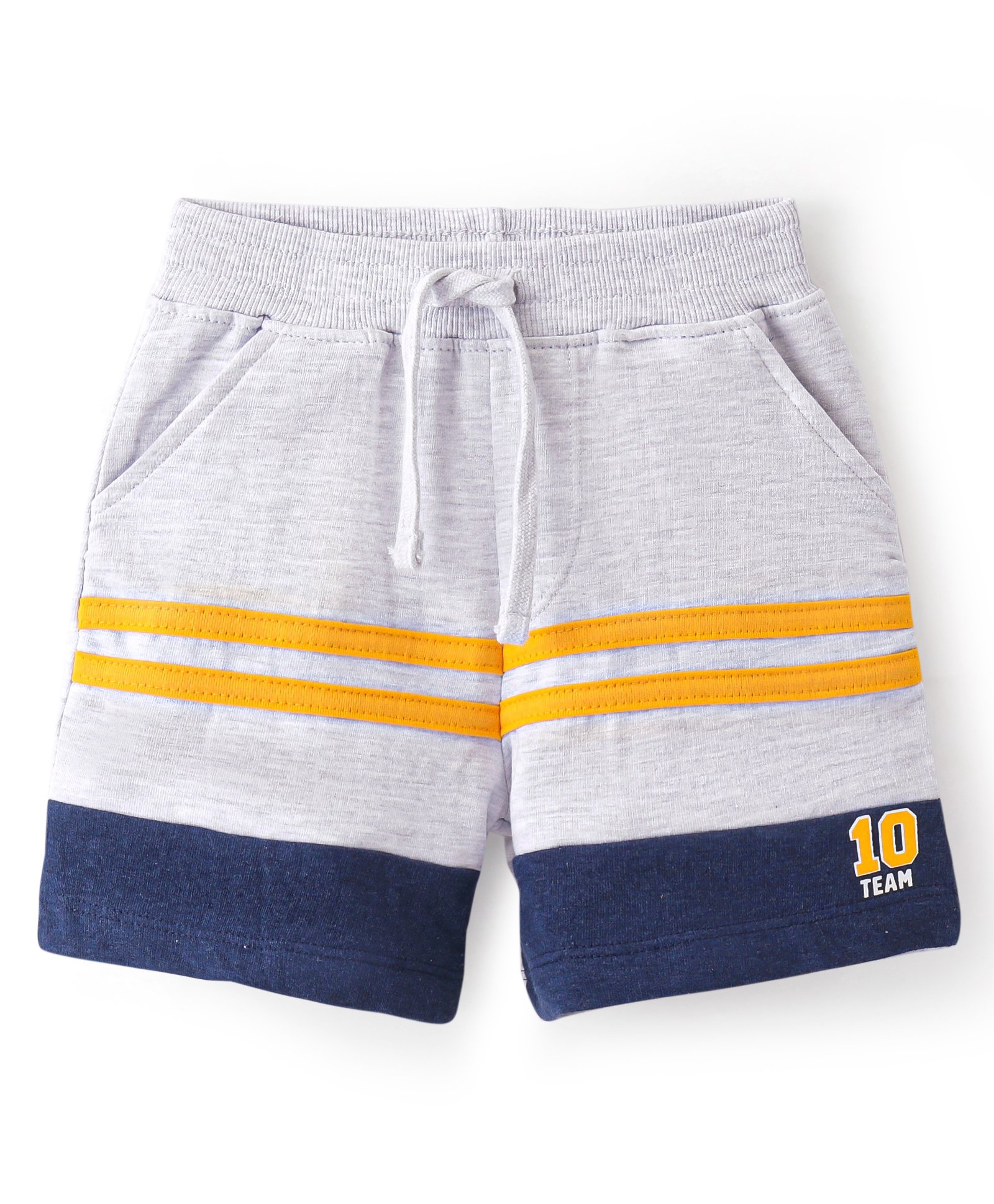 Babyhug Cotton Looper Mid Thigh Length Shorts Stripe Design -Grey-image-44