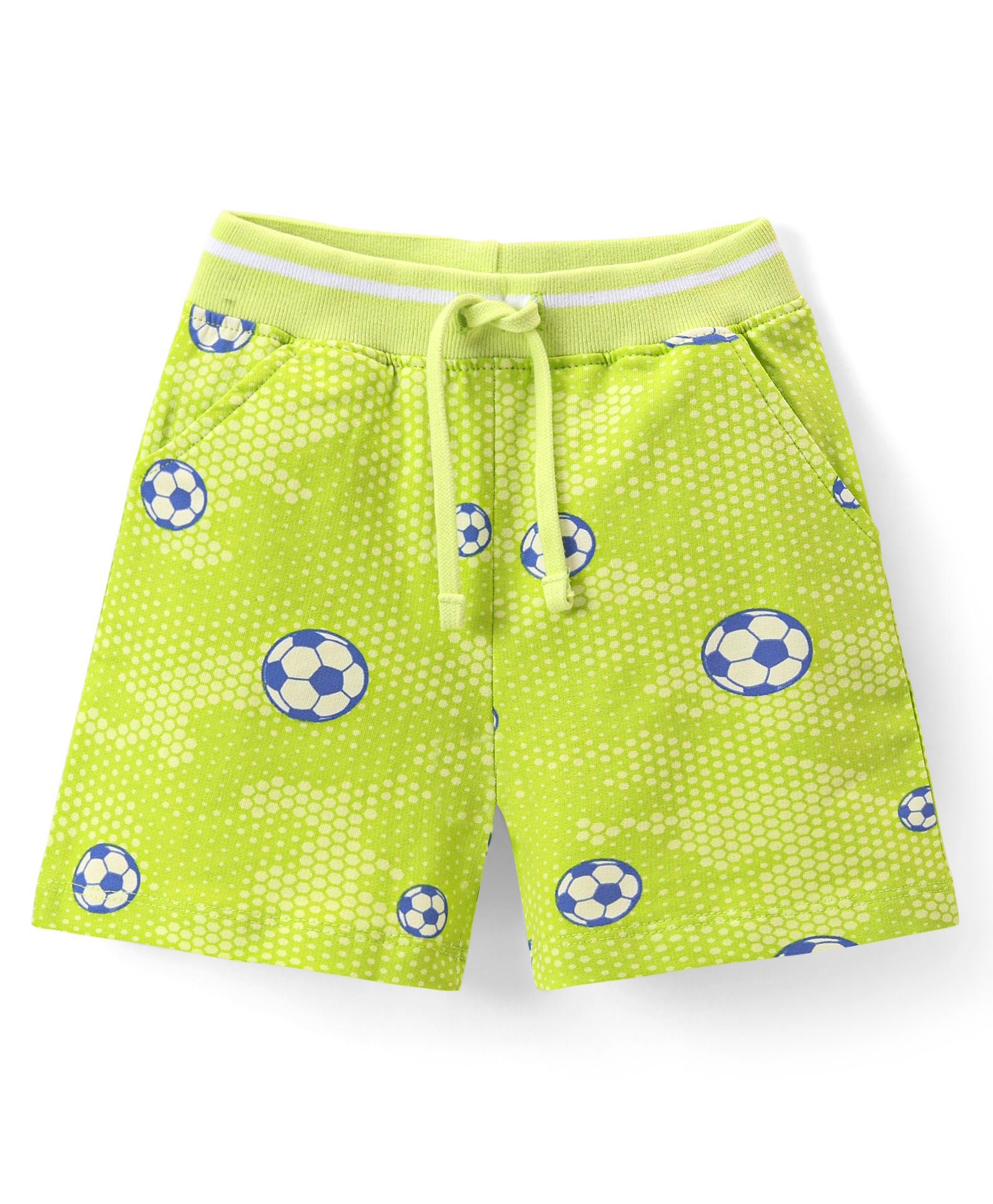 Babyhug Cotton Looper Knit Mid Thigh Football Printed Shorts - Lime Green-picture-14