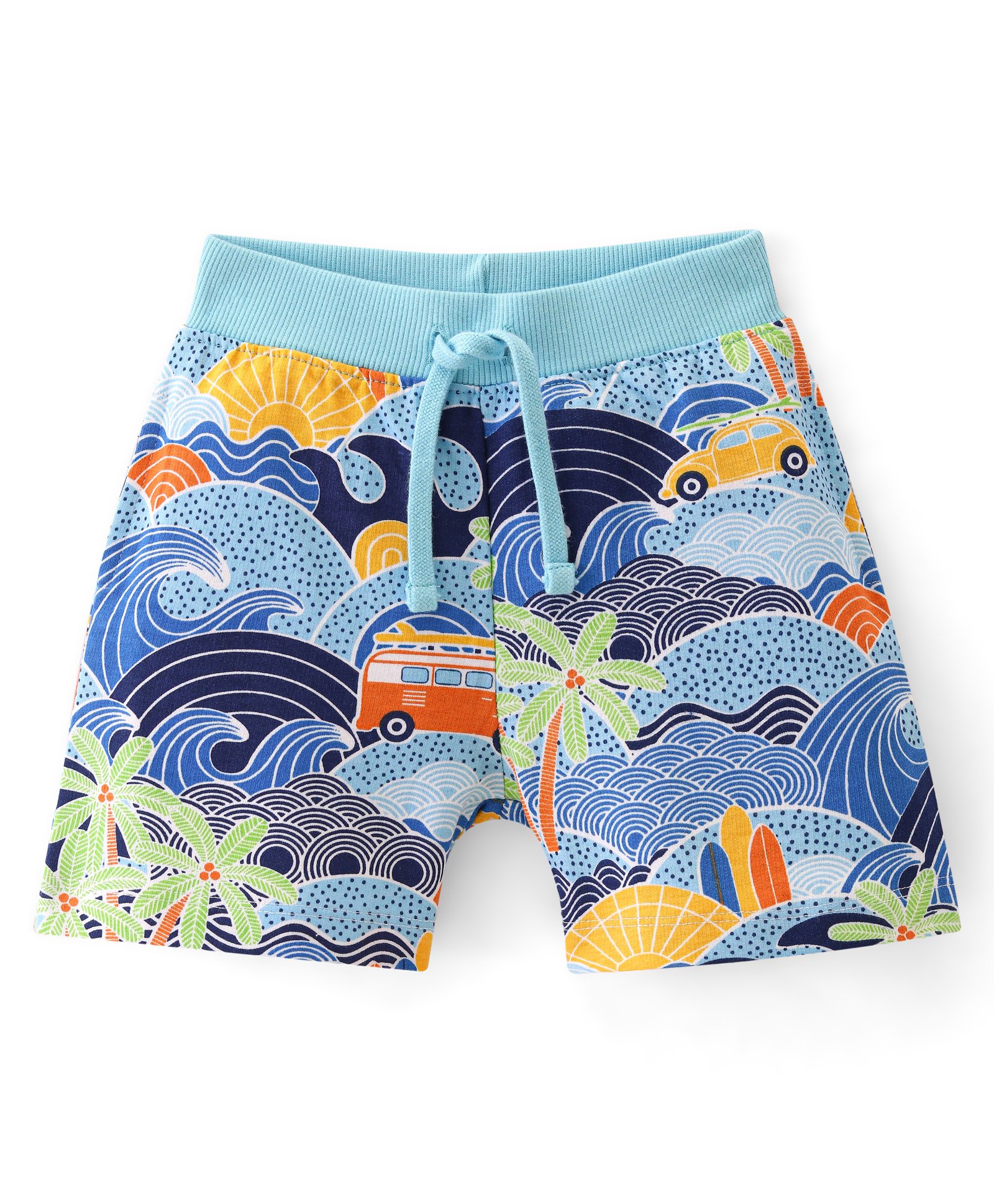 Babyhug Cotton Looper Knit Mid Thigh Length Shorts Scenery Print - Blue-image-25