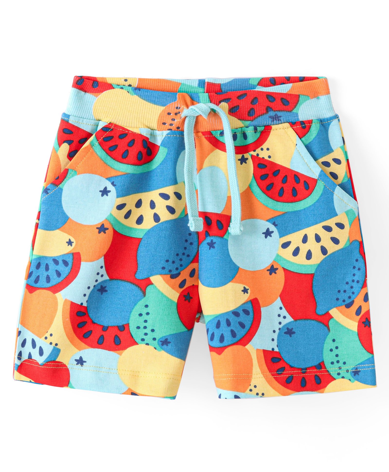 Babyhug Cotton Looper Knit Mid Thigh Shorts Watermelon Print -  Multicolour-image-22