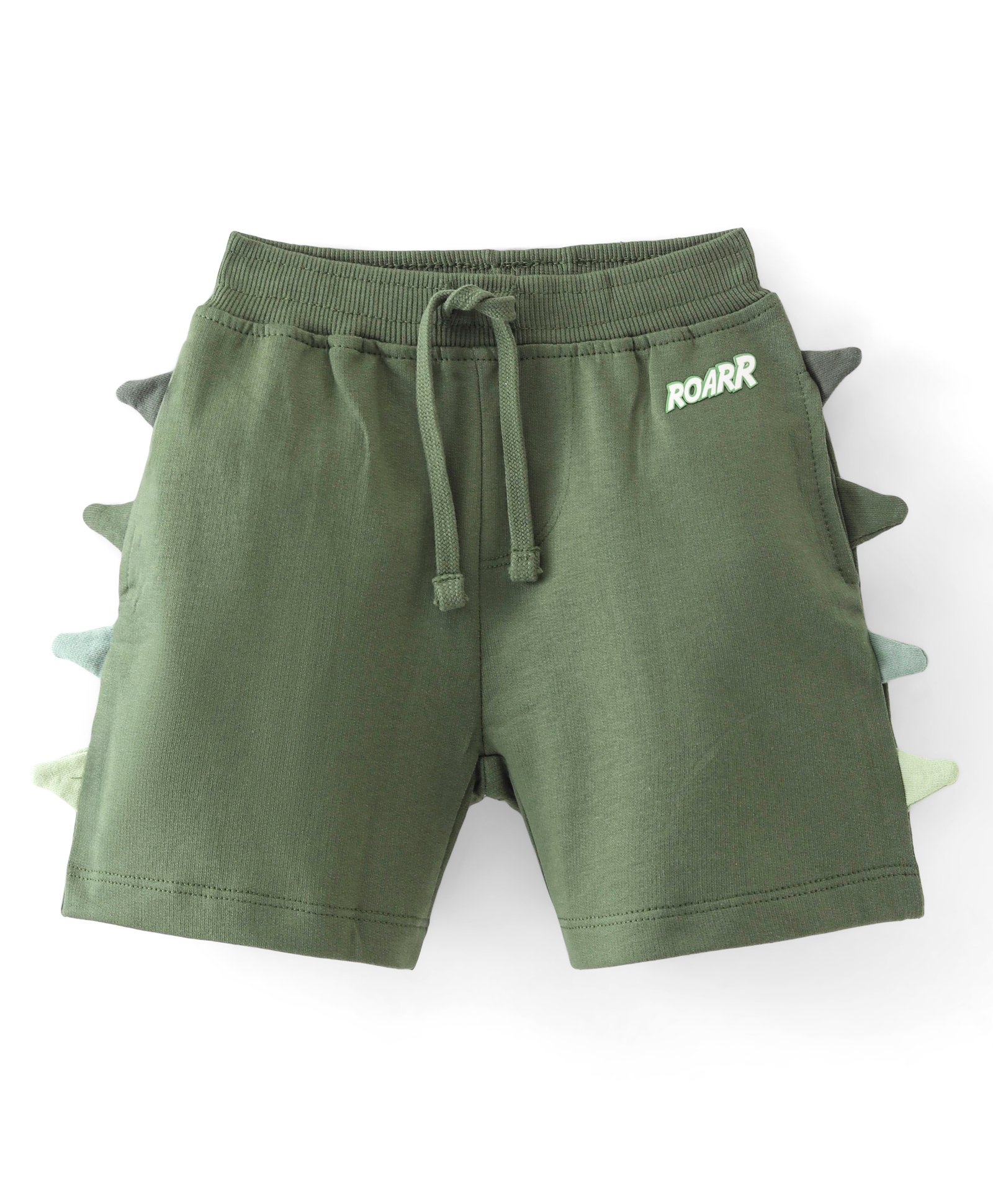 Babyhug Cotton Looper Knit Mid Thigh Shorts With Text Print -Olive-picture-20