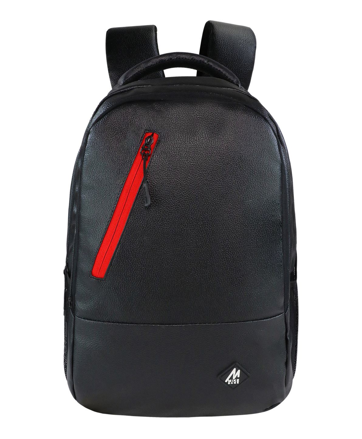 Mike Bags Faux Leather Laptop Backpack Black - Height 7 Inches-image-5