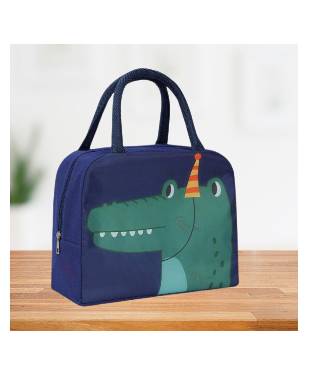 KARBD Insulated Lunch Box Bag with Aluminium Foil Insulation - Blue Colour, Green Crocodile Design-image-27