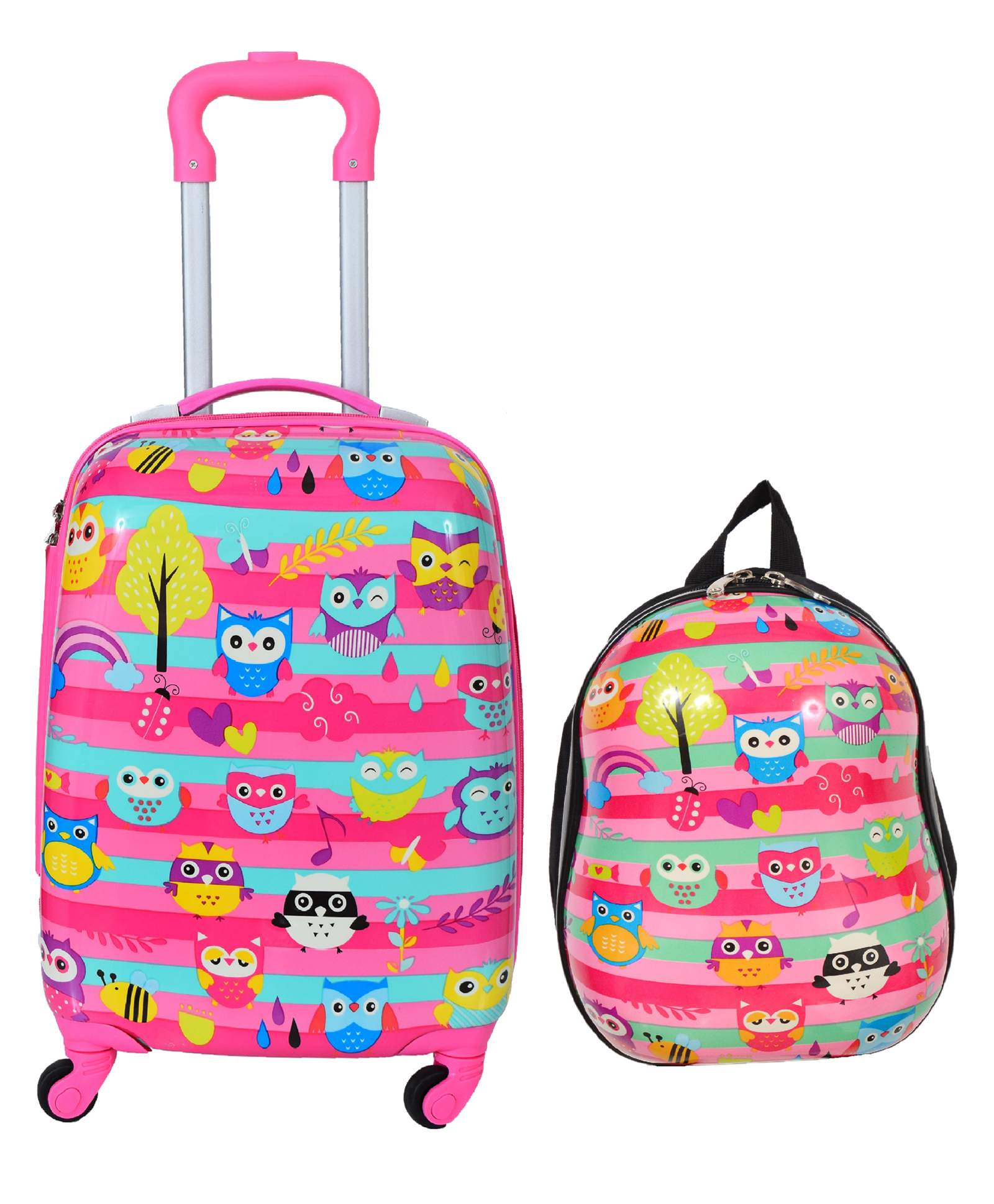 DParani Hard Case Trolley Bag Owl Print - 20 Inches & Backpack - 13 Inches-image-10