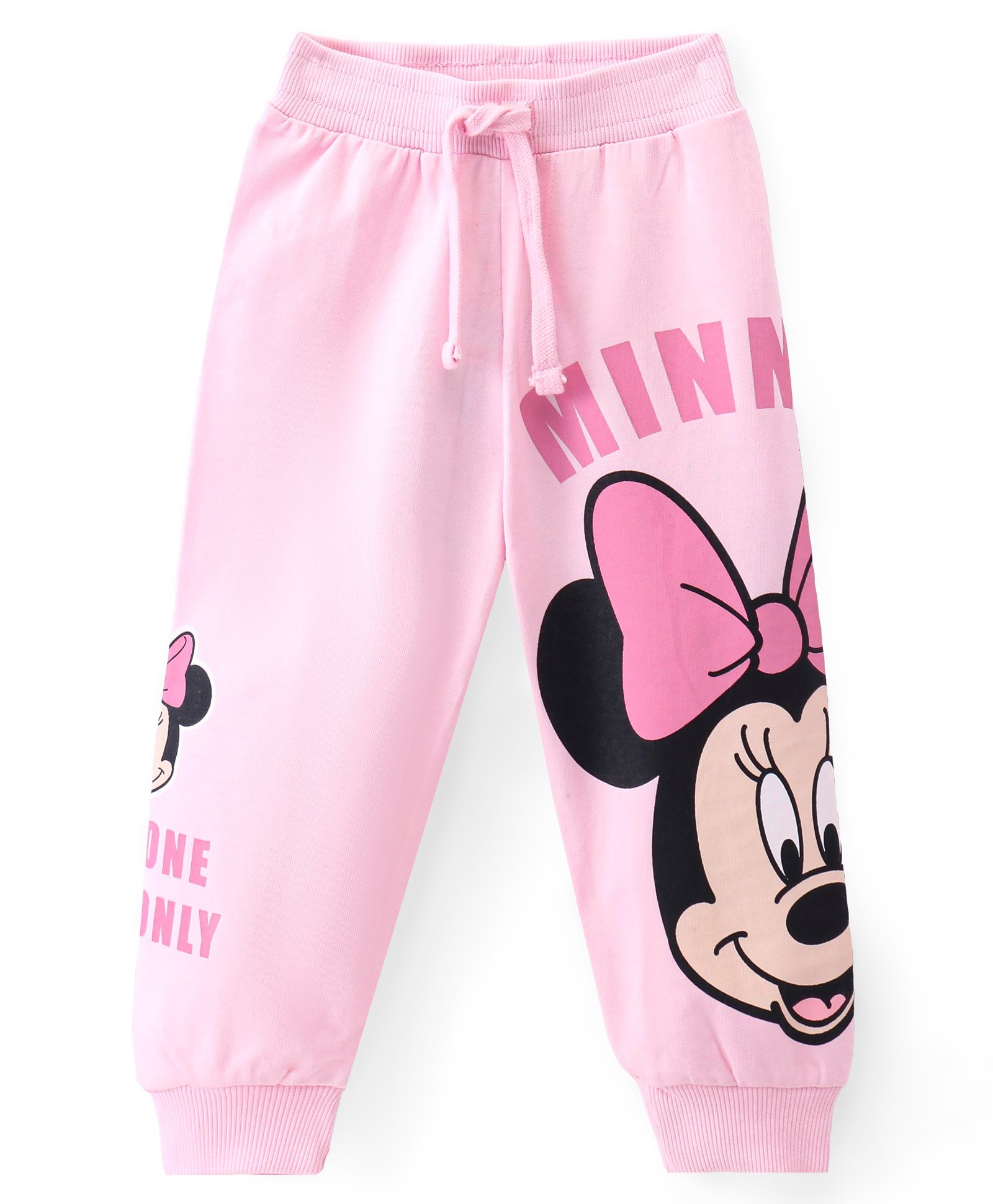 Babyhug Disney Cotton Looper Full Length Lounge Pants With Minnie Mouse Graphics - Pink-image-9
