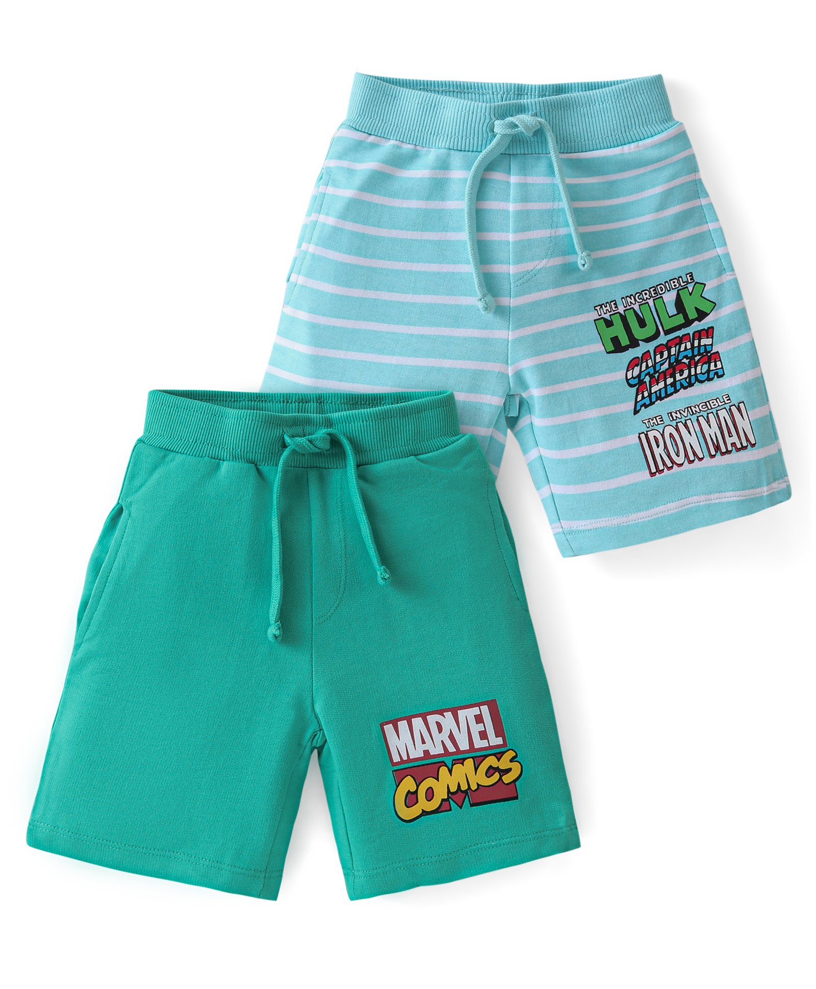 Babyhug Marvel Cotton Shorts With Avengers Graphics Pack of 2 - Multicolour-picture-25