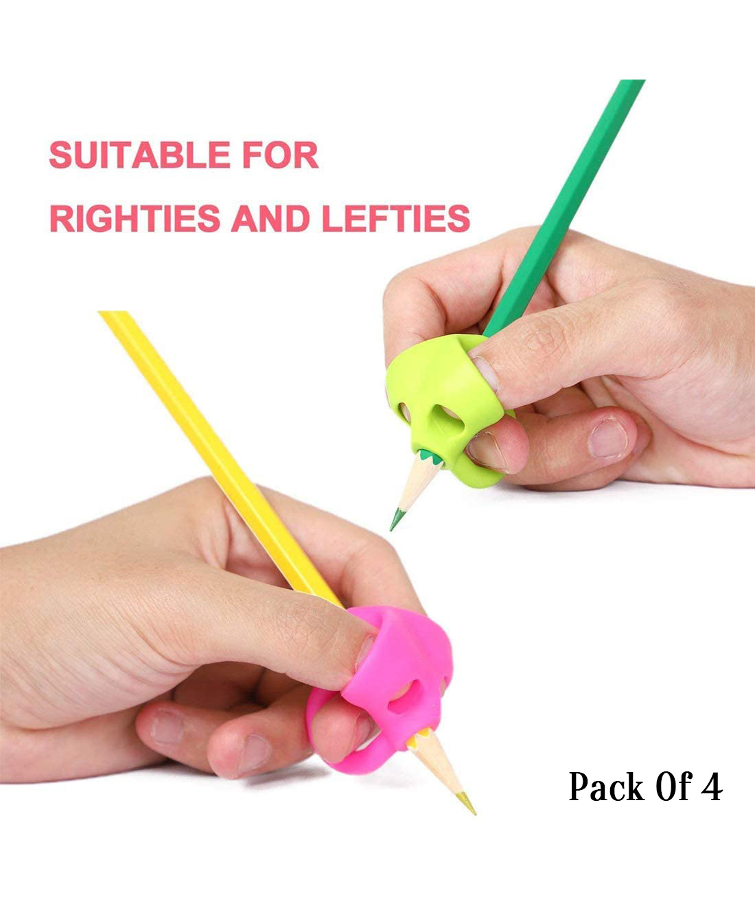 Mihar Essentials Silicone Pencil Grips Two-Finger for Kids Handwriting Pencil Holder for Children Preschoolers Writing Training Gripper Set for Kids- Pack Of 4 Multicolor-picture-21
