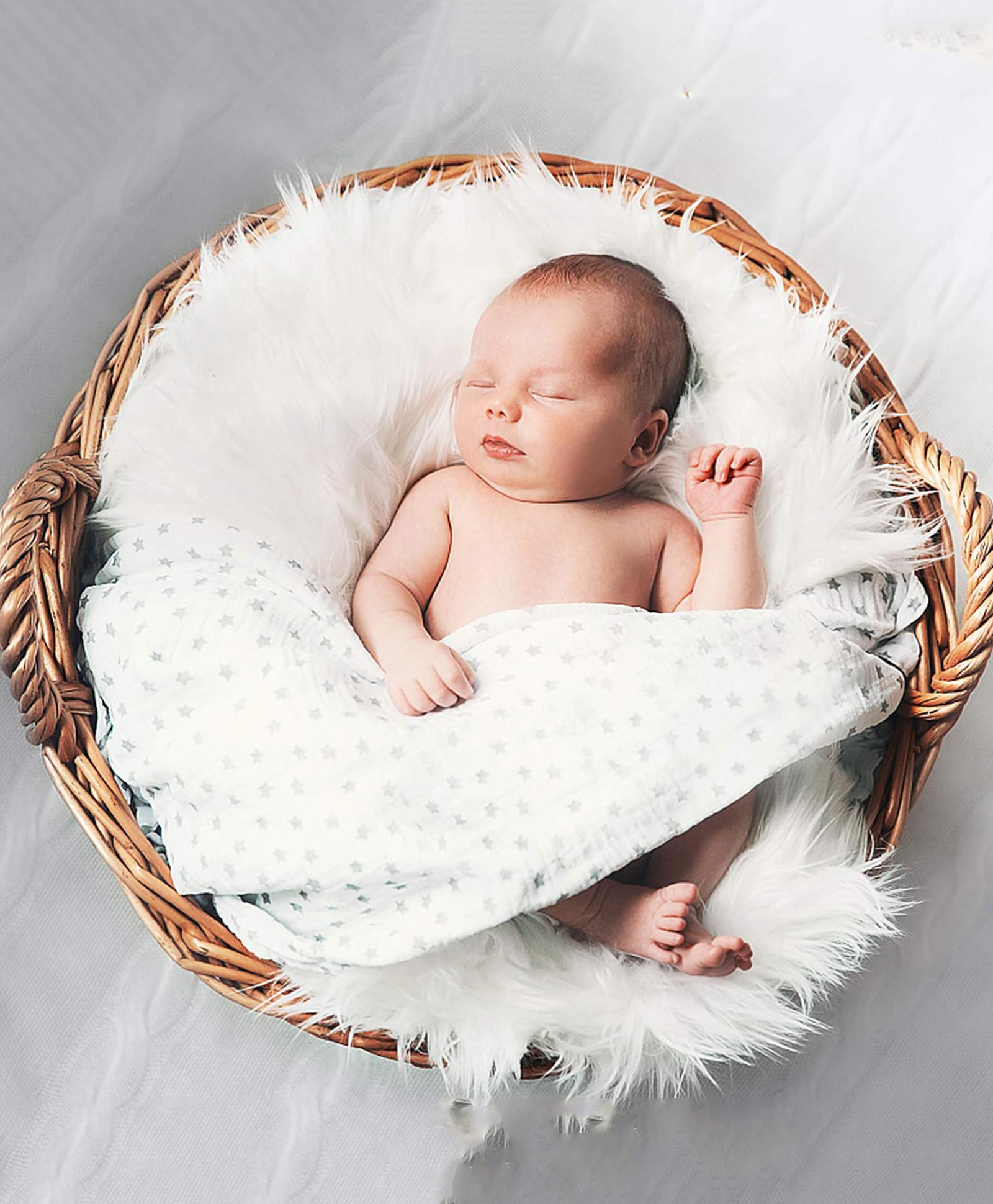 Baby Fur Plush Photographic Mat Newborn Photo Background Wraps Blanket Baby Newborn Photo Props (White)-Size 60 cm x 90 cm-image-14