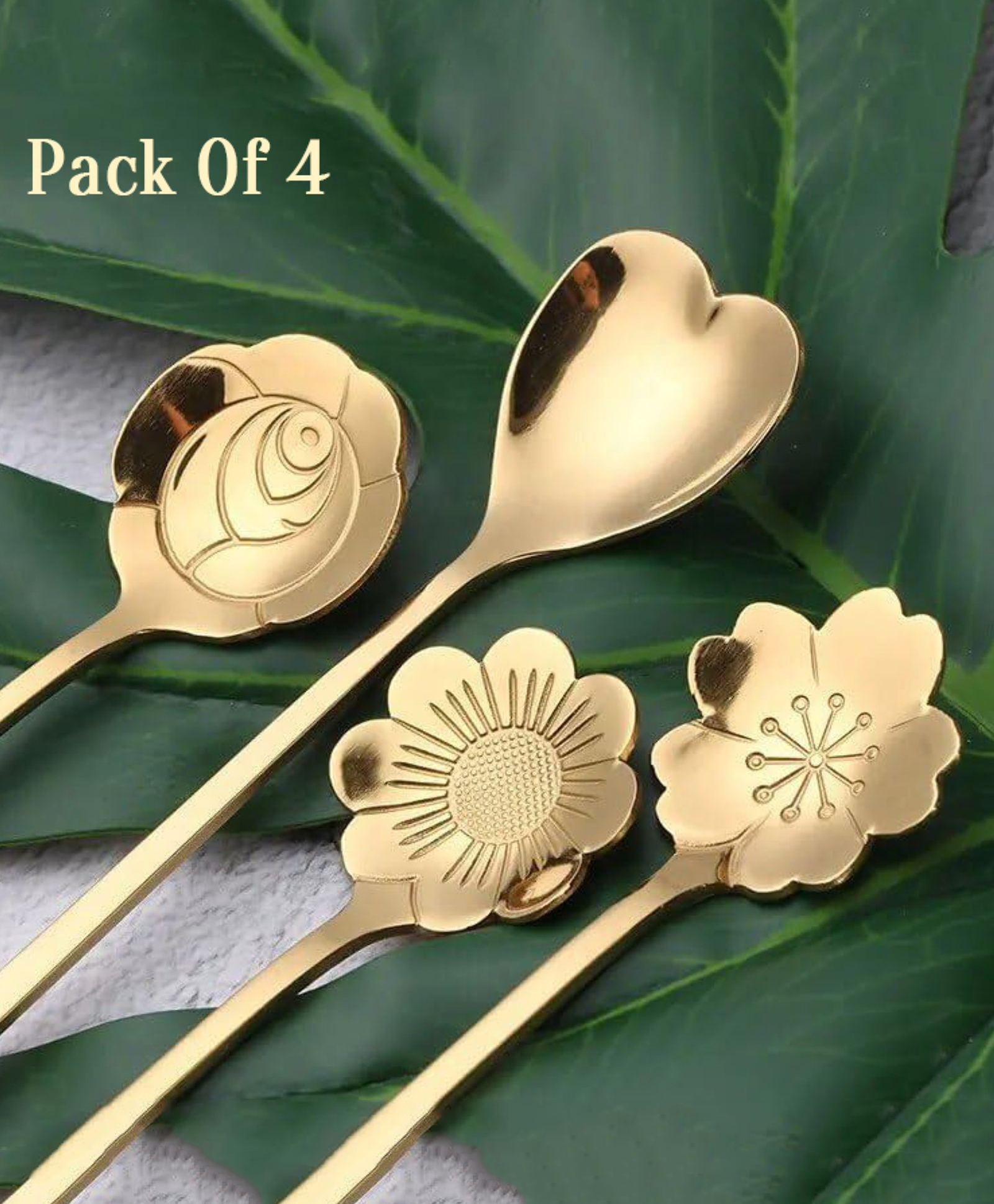 Mihar Essentials 4 Pcs Stainless Steel Dessert Spoon Set - Golden-image-12