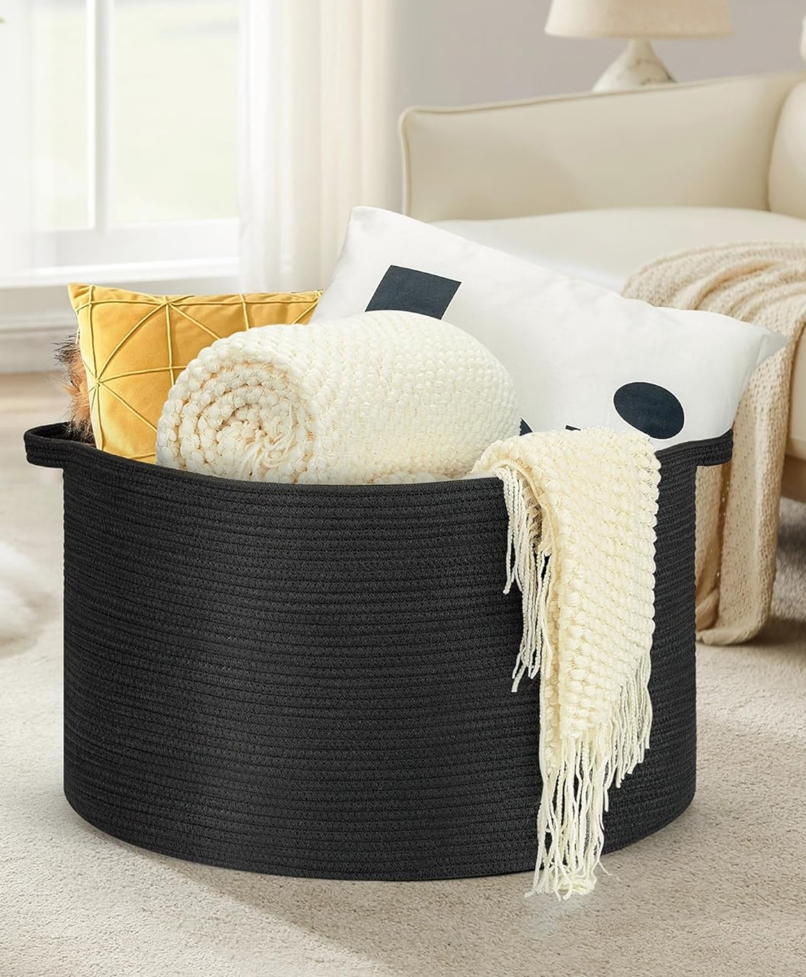 Jasmey Homes Spacious Sturdy Storage Basket - Black-picture-38