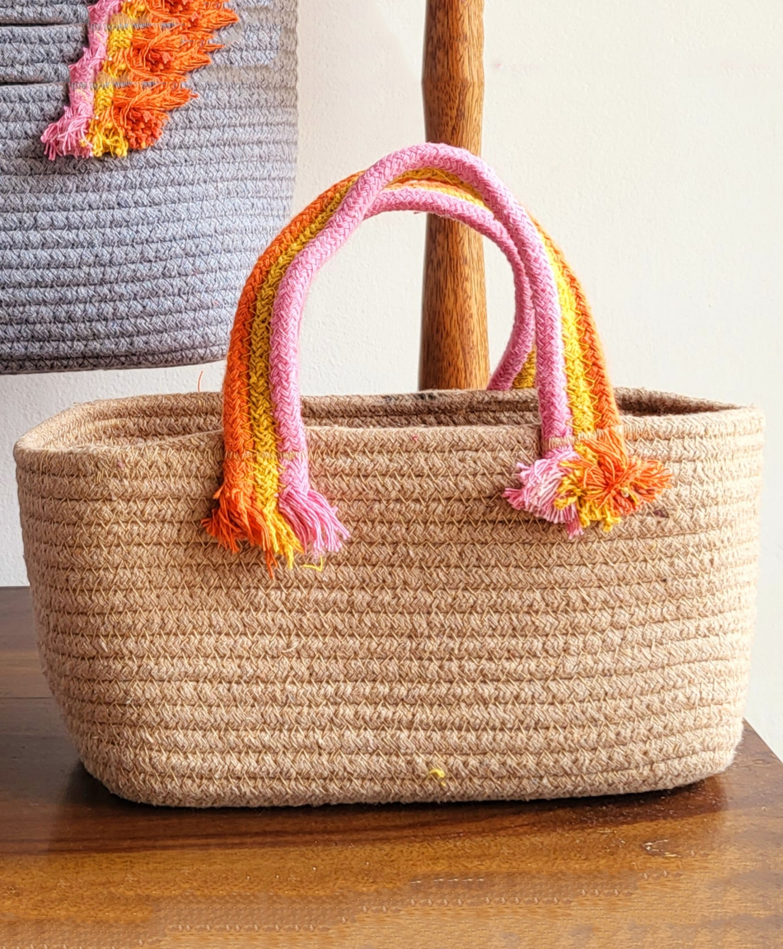 Jasmey Homes Boho Basket for storage/diaper basket - Beige-picture-35
