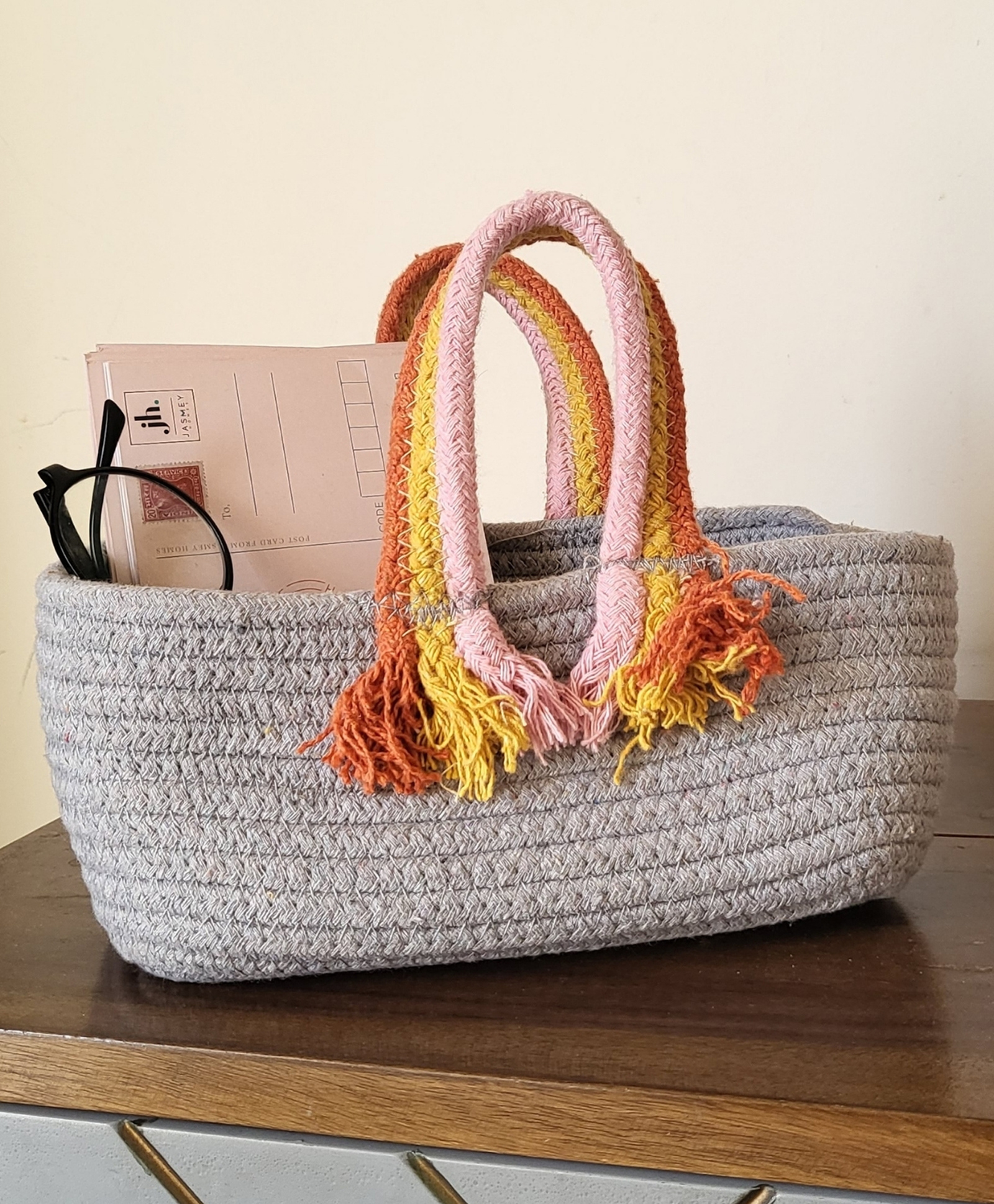 Jasmey Homes Boho Basket for storage/diaper basket - Grey-picture-41