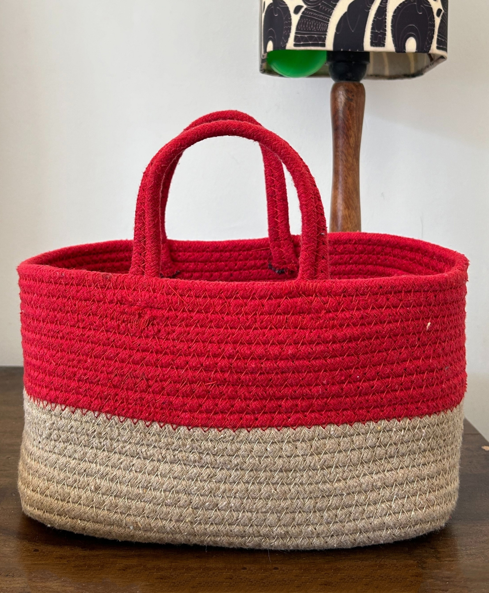 Jasmey Homes Twin Tone Toy Basket - Red & Beige-picture-39