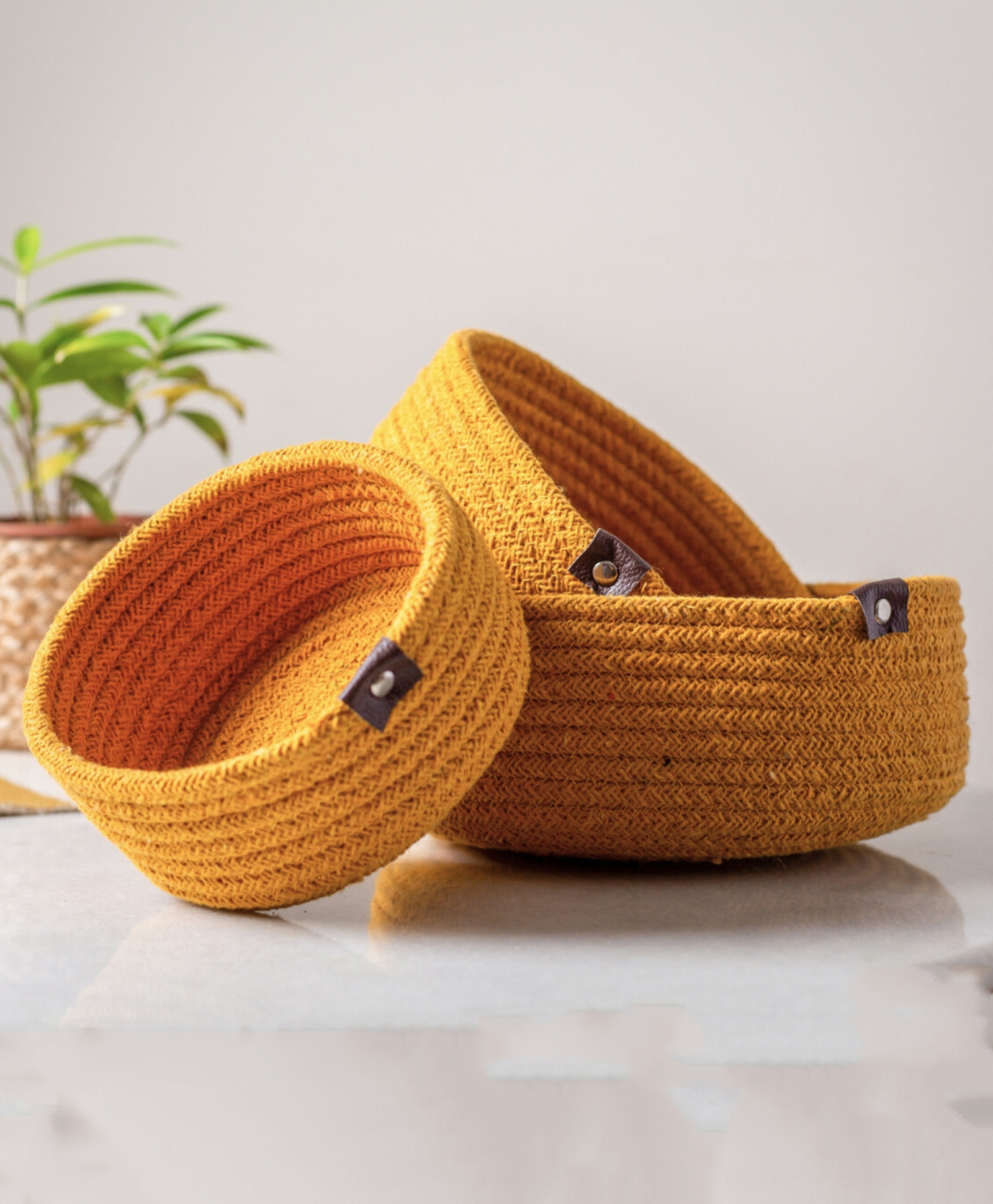 Jasmey Homes Set Of 3 Storage Shelf Basket - Yellow-picture-26