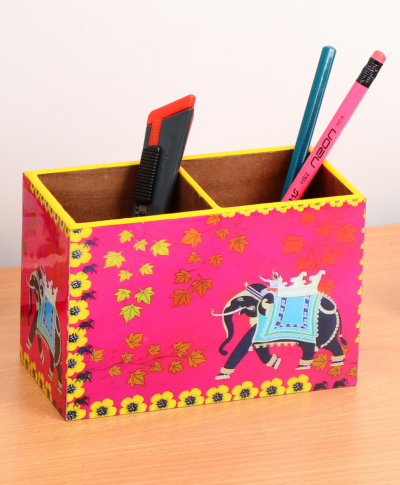 Duli Enamel Coated Multipurpose Cutlery Holder Spoon Stand Table Organizer - Pink-picture-3