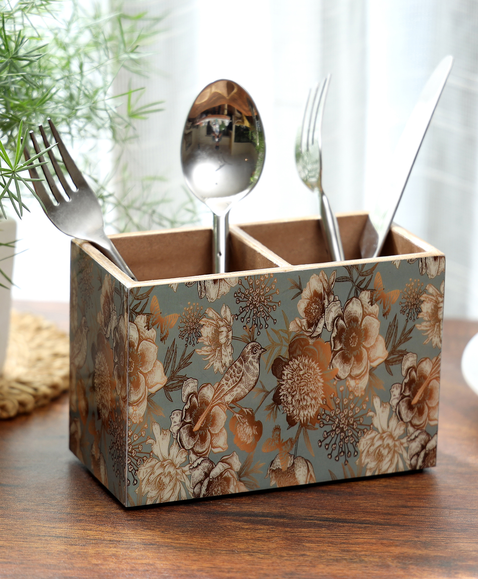 Duli Enamel Coated Multipurpose Cutlery Holder - Grey-picture-5