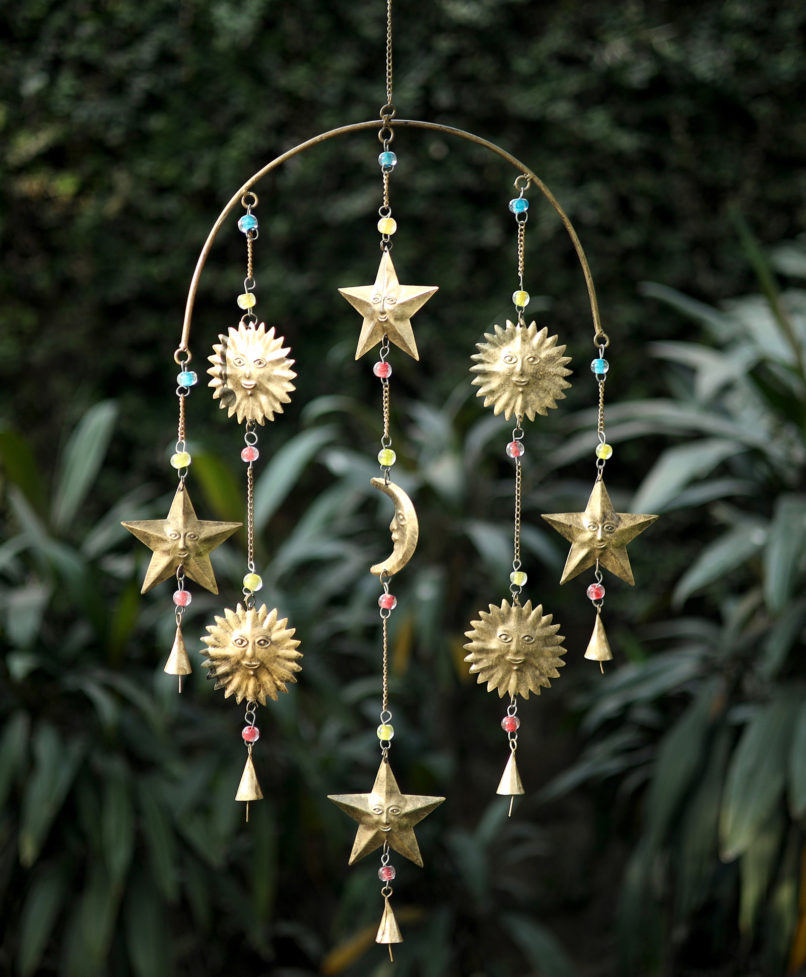 Duli Metal Wall Hanging Windchime with Hanging Sun Moon Stars.-picture-48